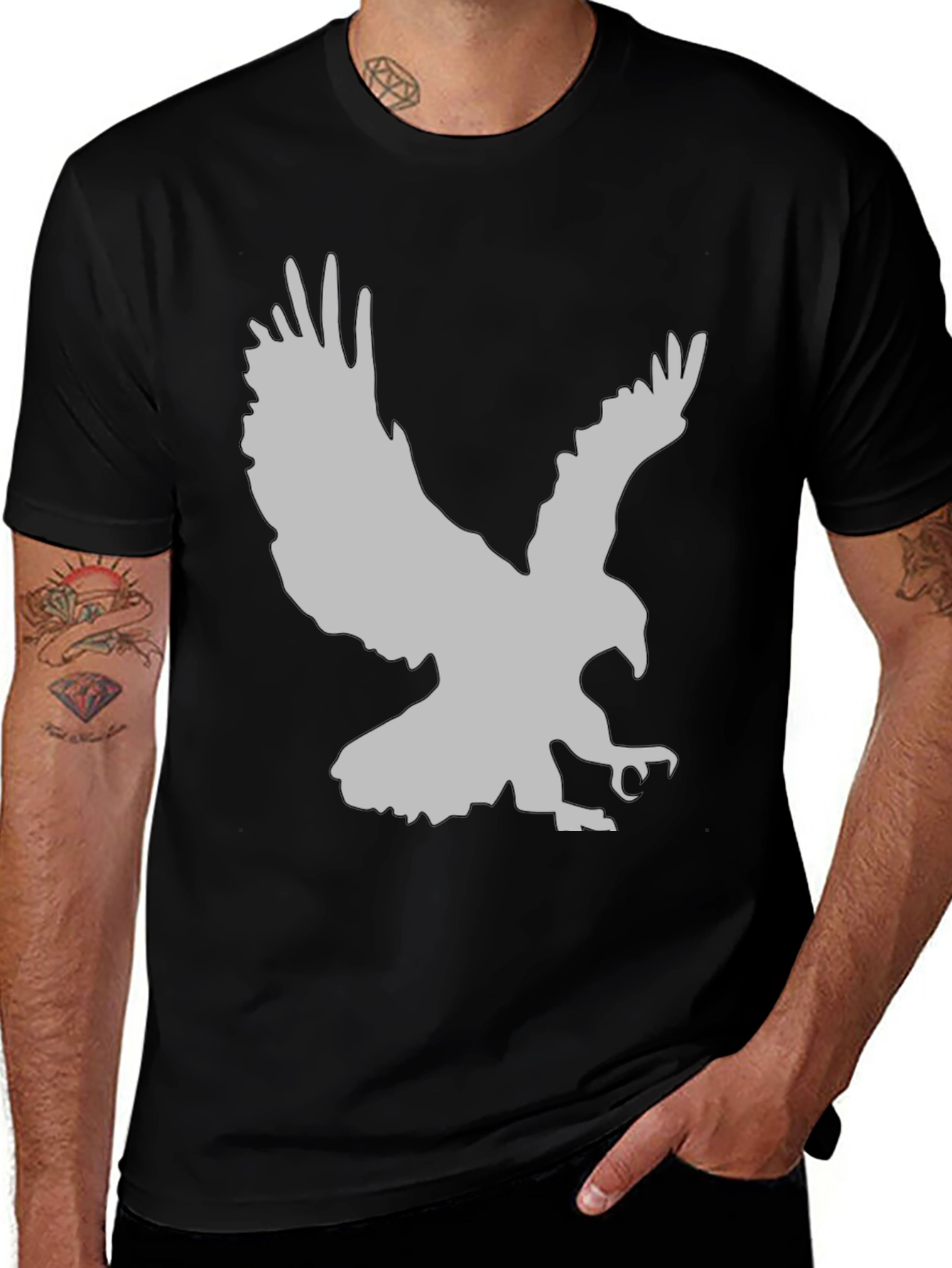 Variant 2 of Eagle Graphic Print Black T-Shirt