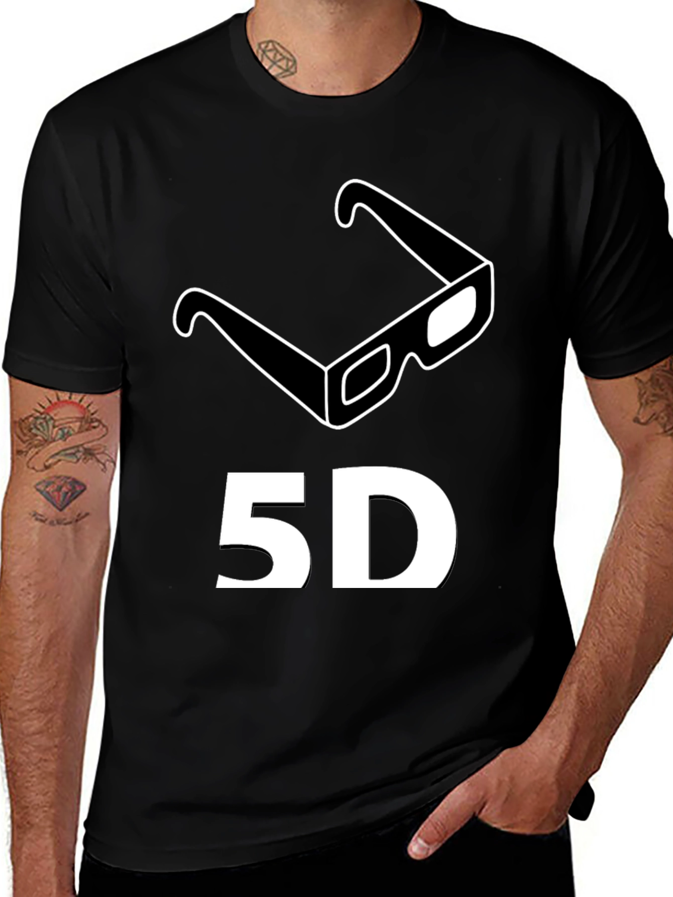 Variant 8 of 5D Glasses Graphic Tee - Black Cotton Blend T-Shirt