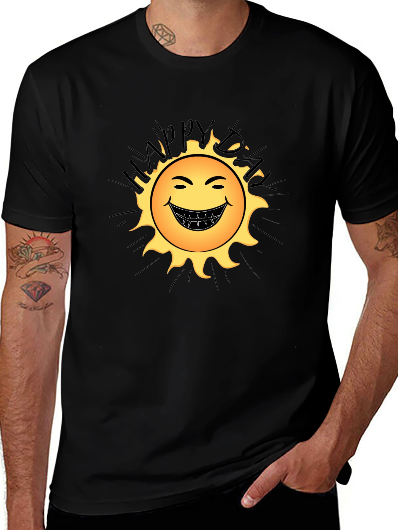 Variant 5 of Happy Day Sun Graphic Black T-Shirt