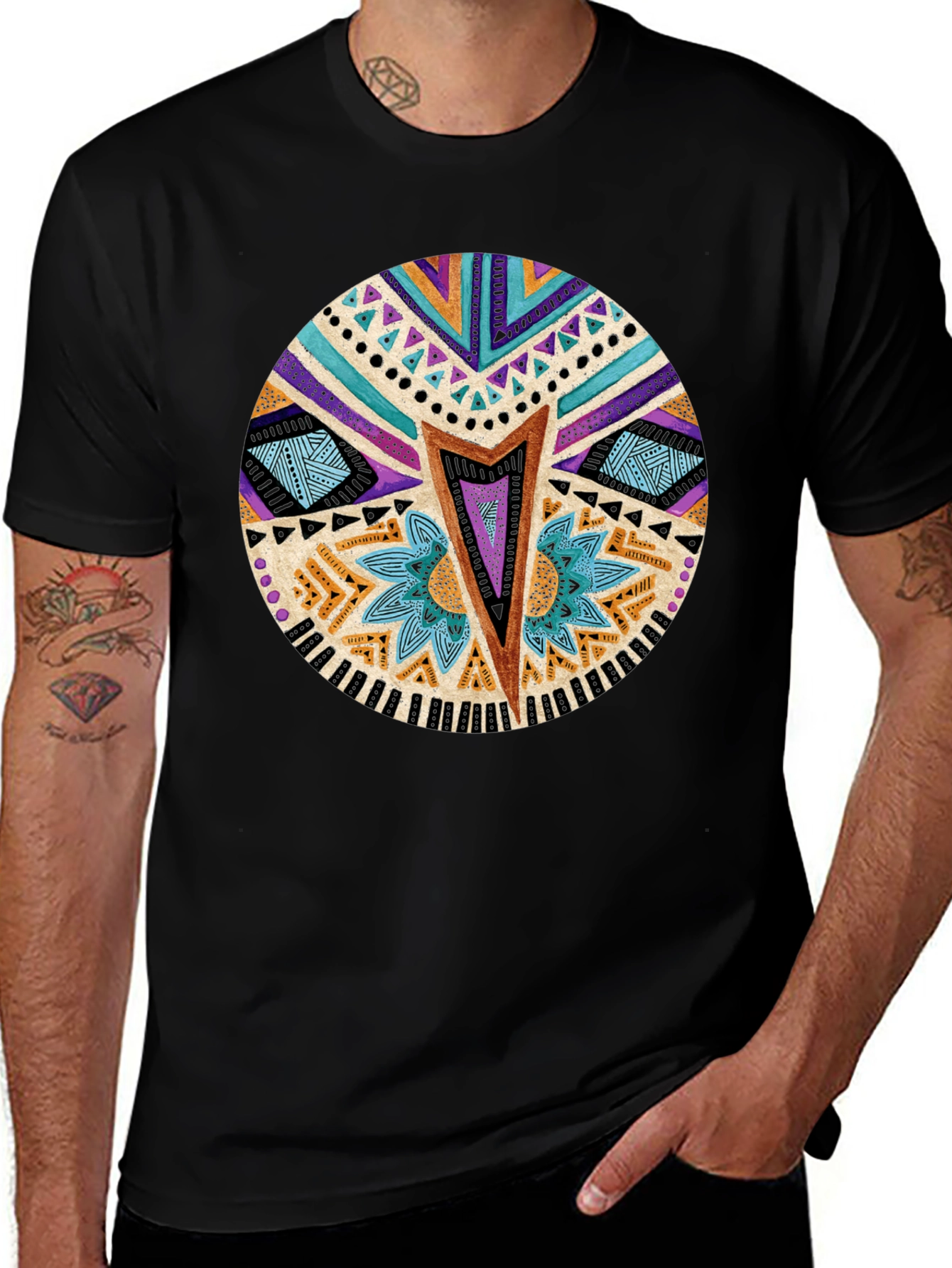 Variant 10 of Tribal Pattern Black T-Shirt