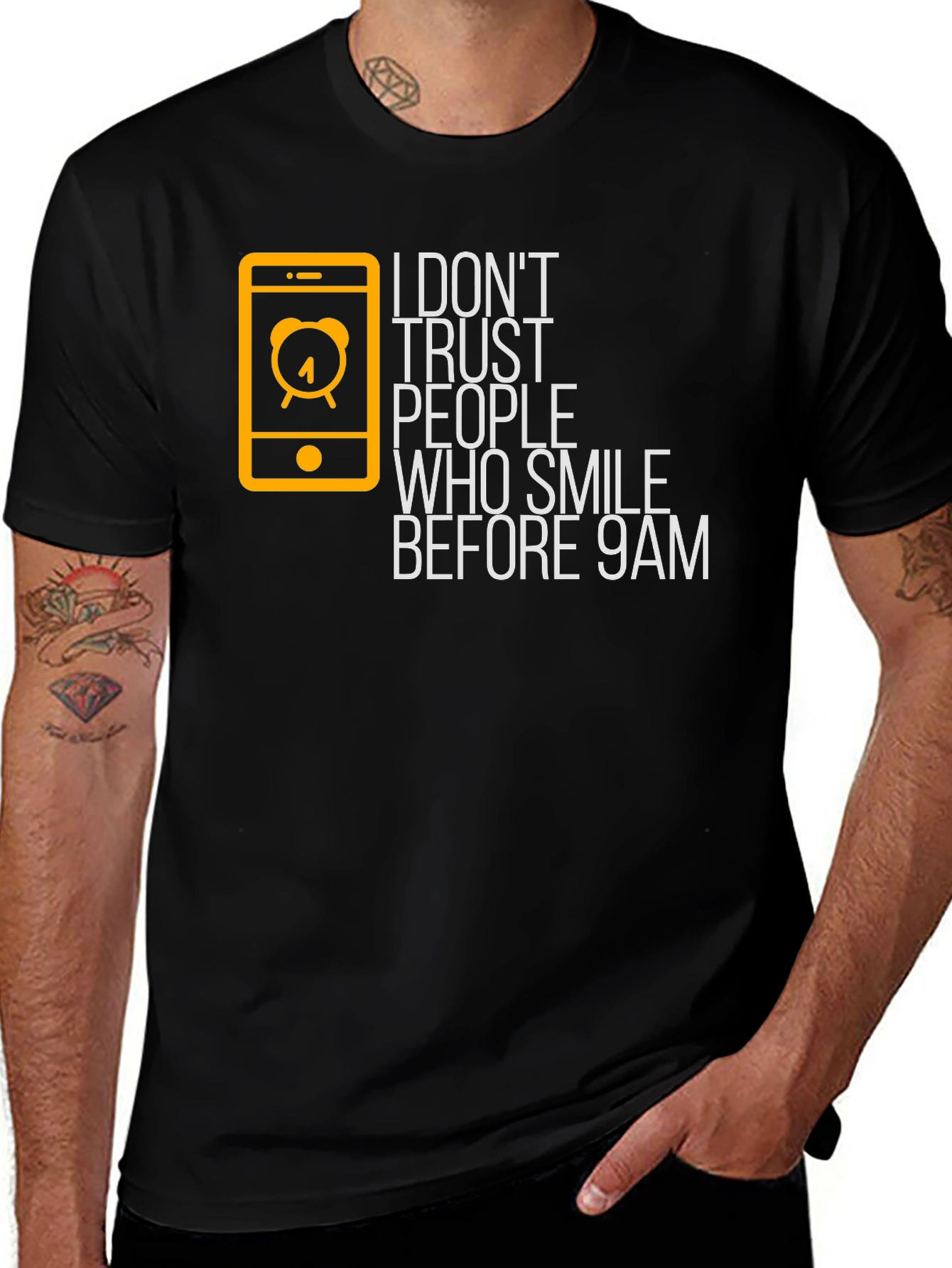 Funny Graphic Tee - I Don't Trust People Before 9 AM