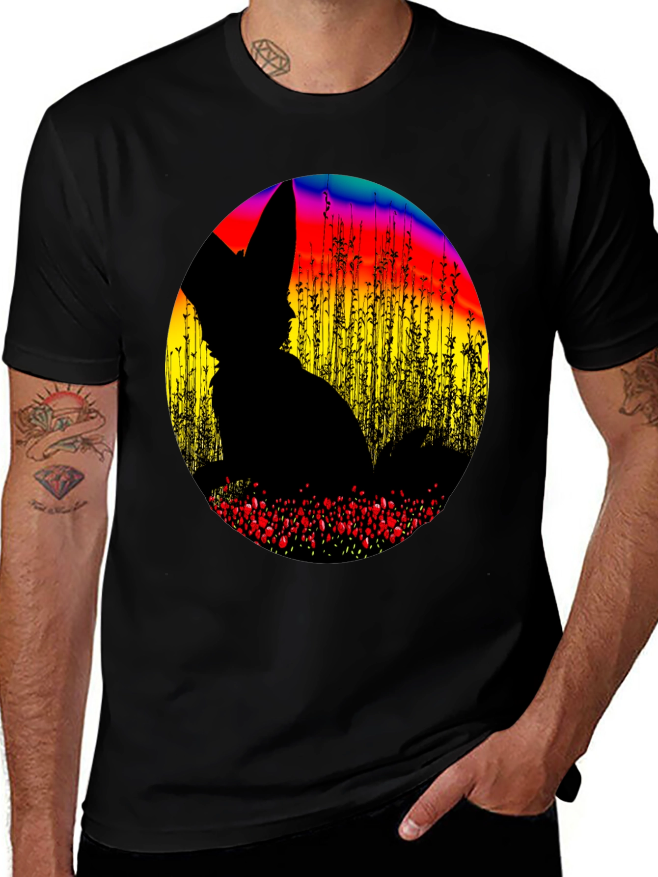 Variant 22 of Abstract Fox Silhouette Graphic T-Shirt