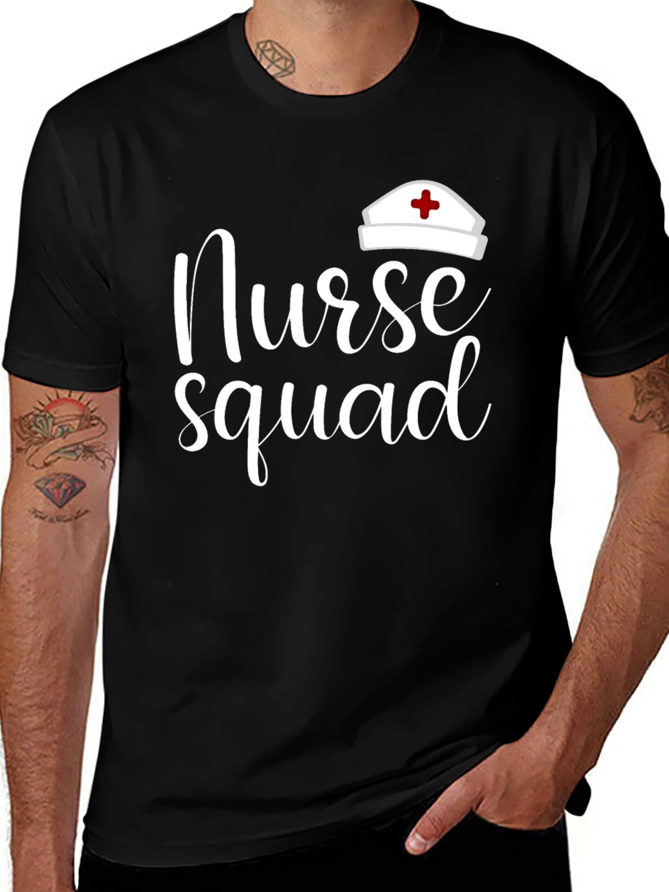 Variant 29 of Nurse Squad Graphic Tee - Black Cotton Casual Shirt