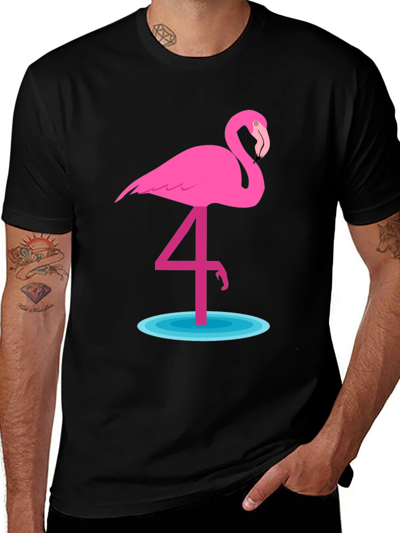 Variant 11 of Flamingo Graphic T-Shirt - Casual Crew Neck Tee