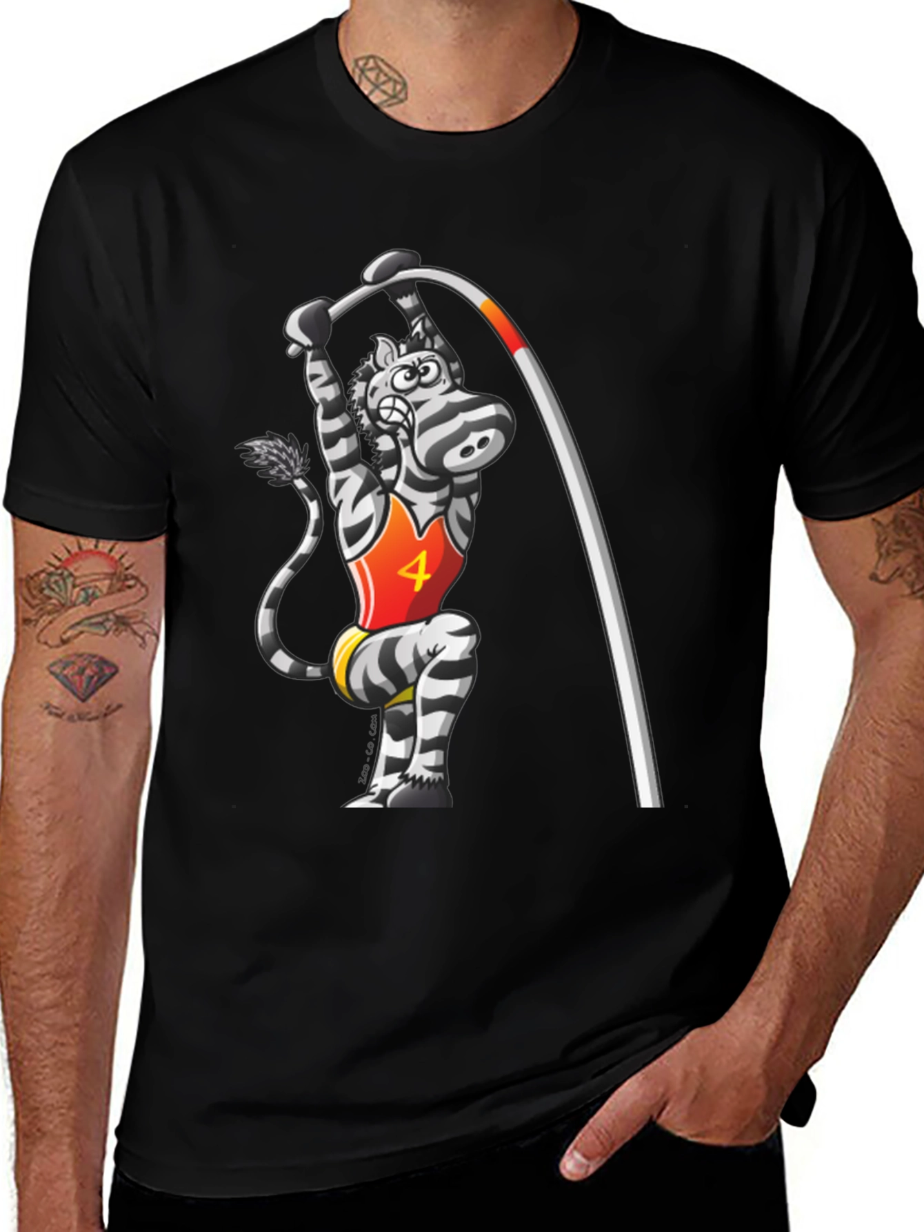 Variant 20 of Zebra Pole Vault Black Graphic Tee