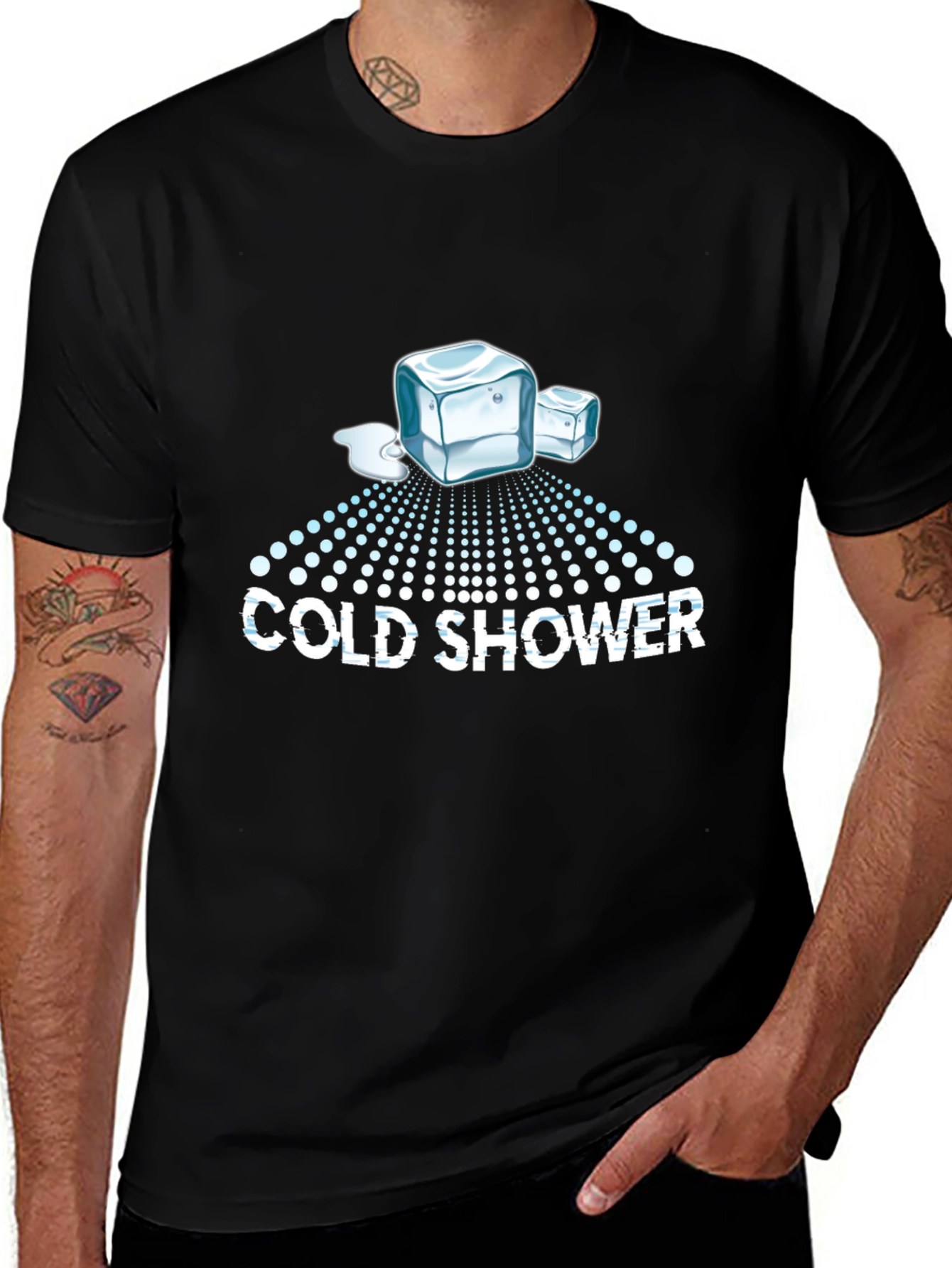 Cold Shower Graphic T-Shirt - Cool Ice Cube Design