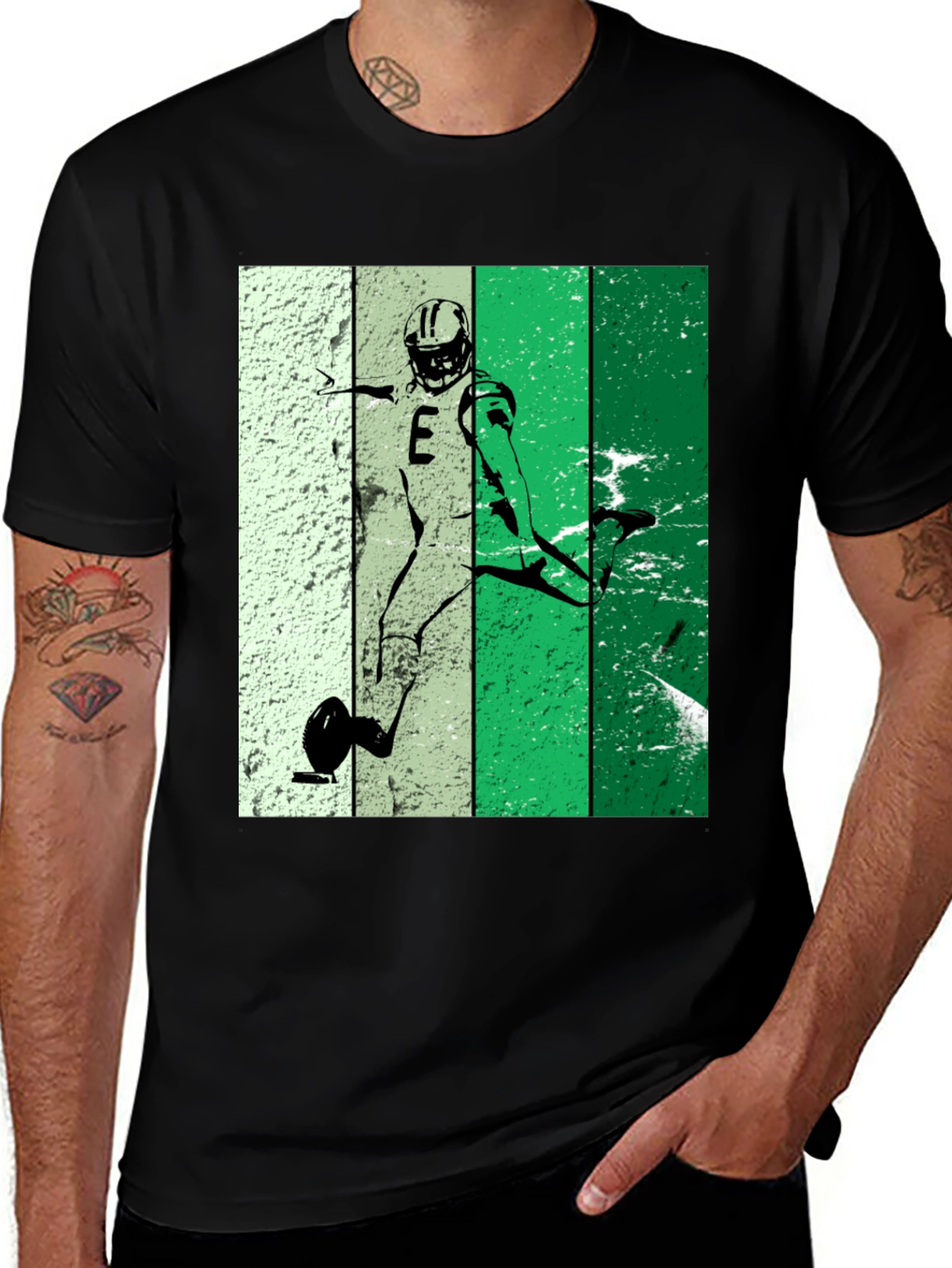 Variant 29 of Retro Football Kicker Graphic Tee - Black