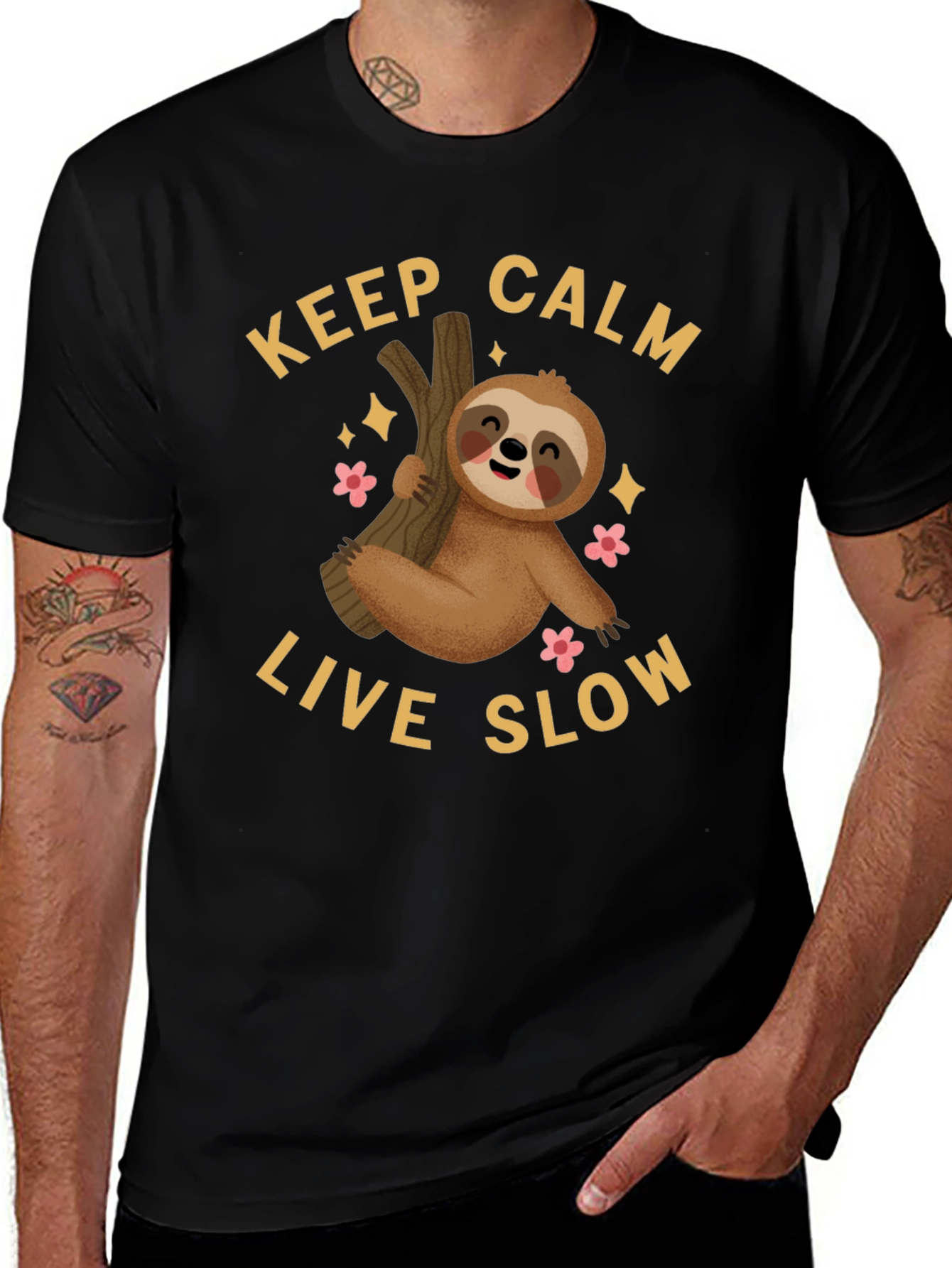 Variant 7 of Keep Calm Live Slow Sloth Graphic Tee