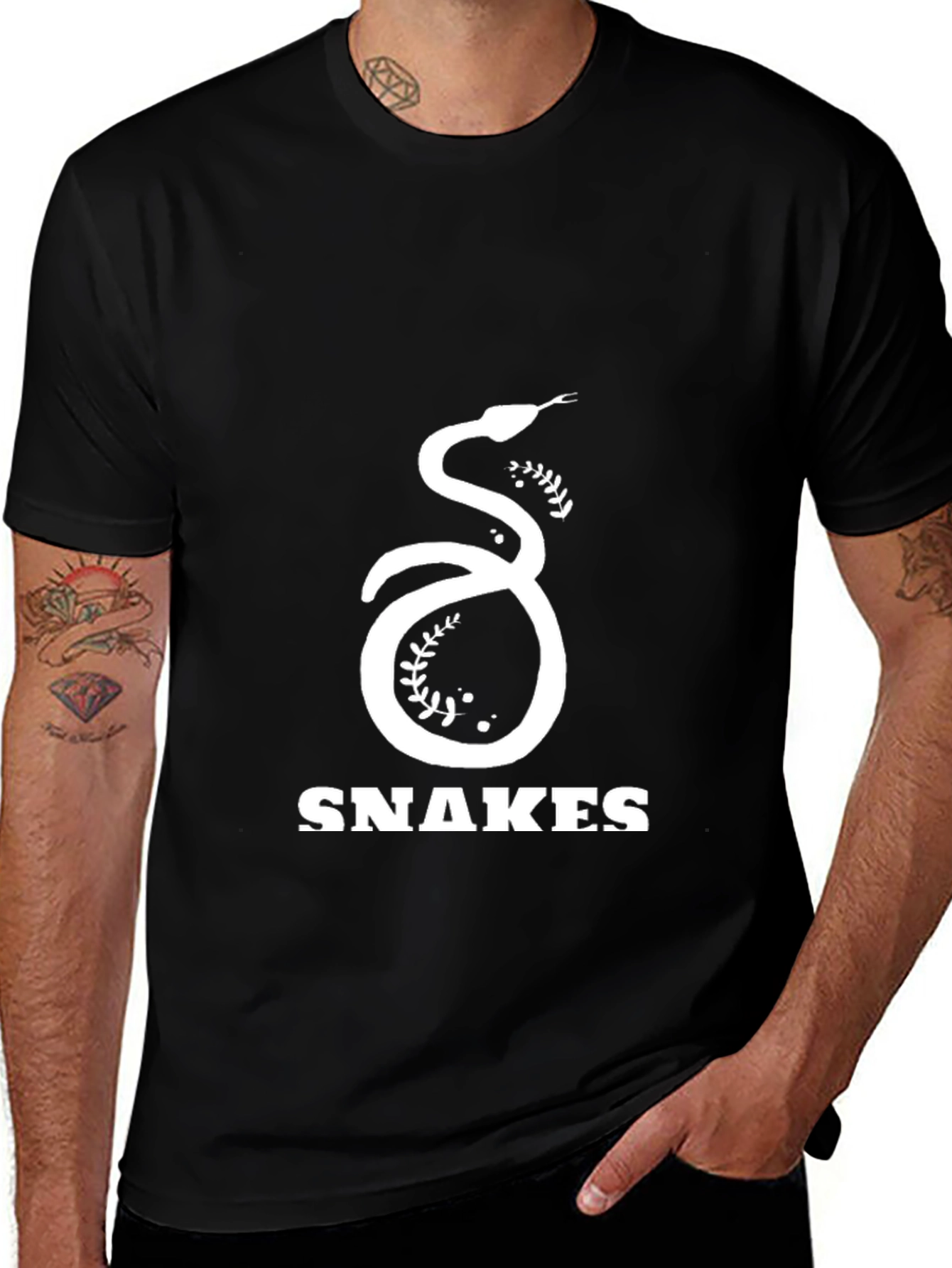 Variant 4 of Snakes Graphic Tee - Black Cotton T-Shirt