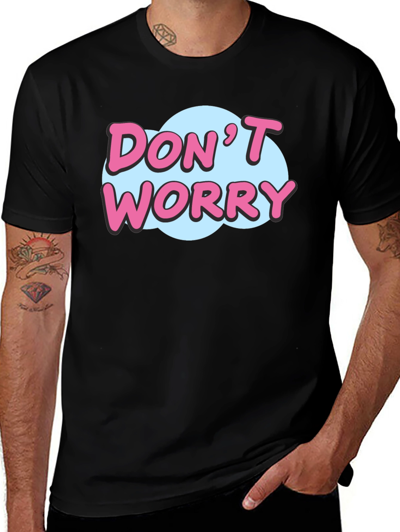 Don't Worry Graphic Print Black T-Shirt