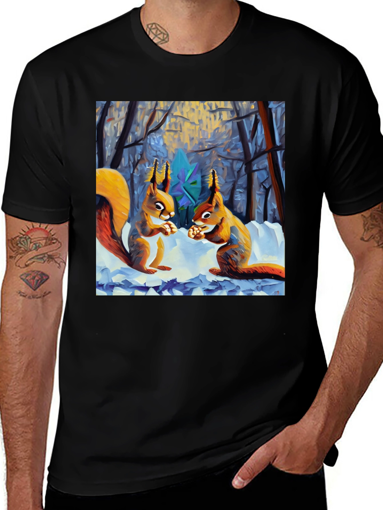 Variant 28 of Squirrels in Winter T-Shirt - Unique Graphic Tee