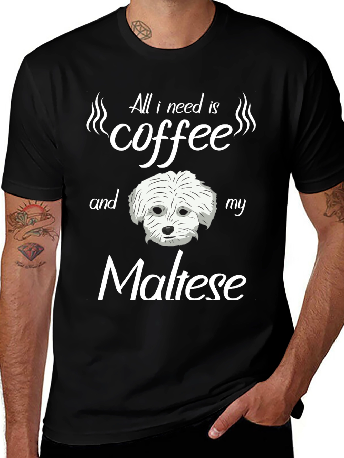 Variant 19 of Coffee and Maltese T-Shirt - Cute Dog Lover Tee