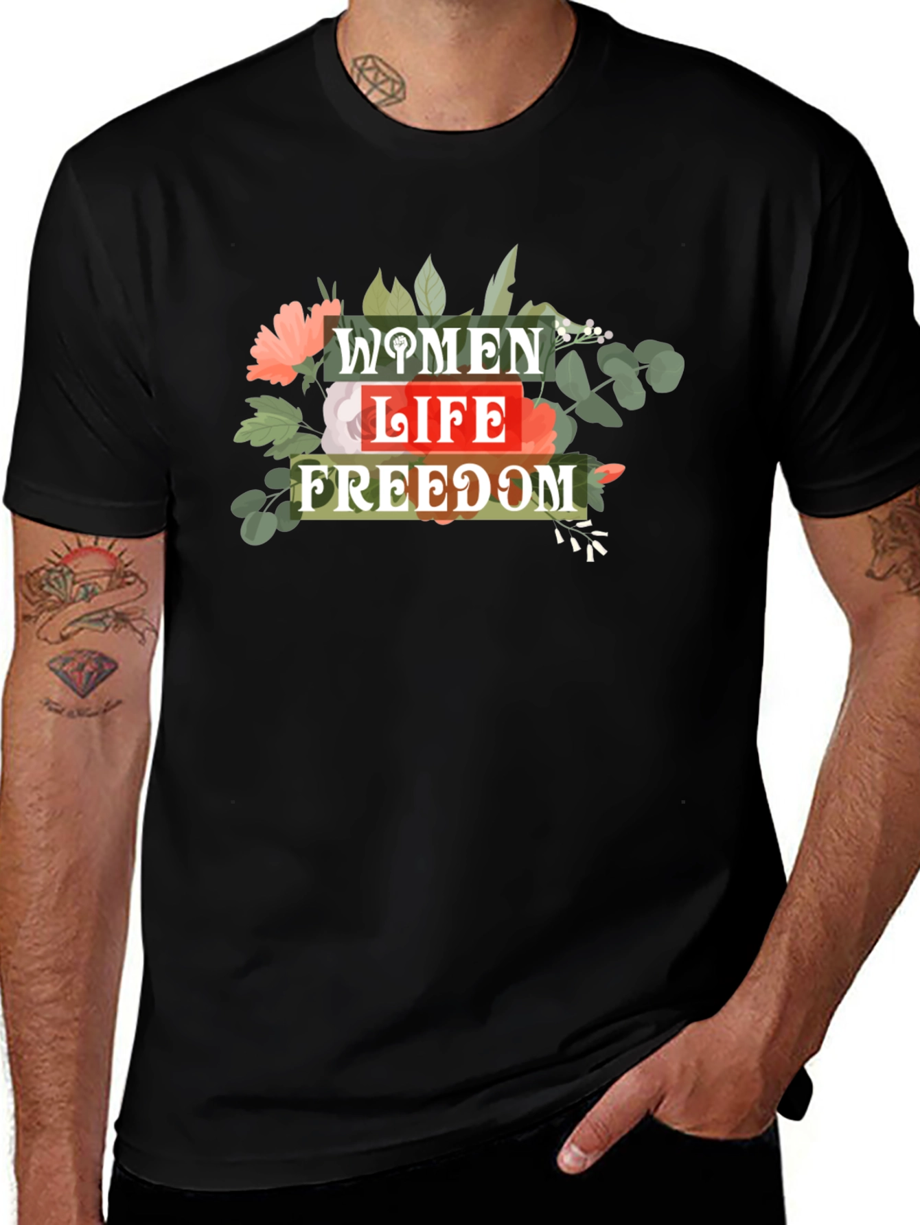 Variant 26 of Women Life Freedom Graphic Tee - Black