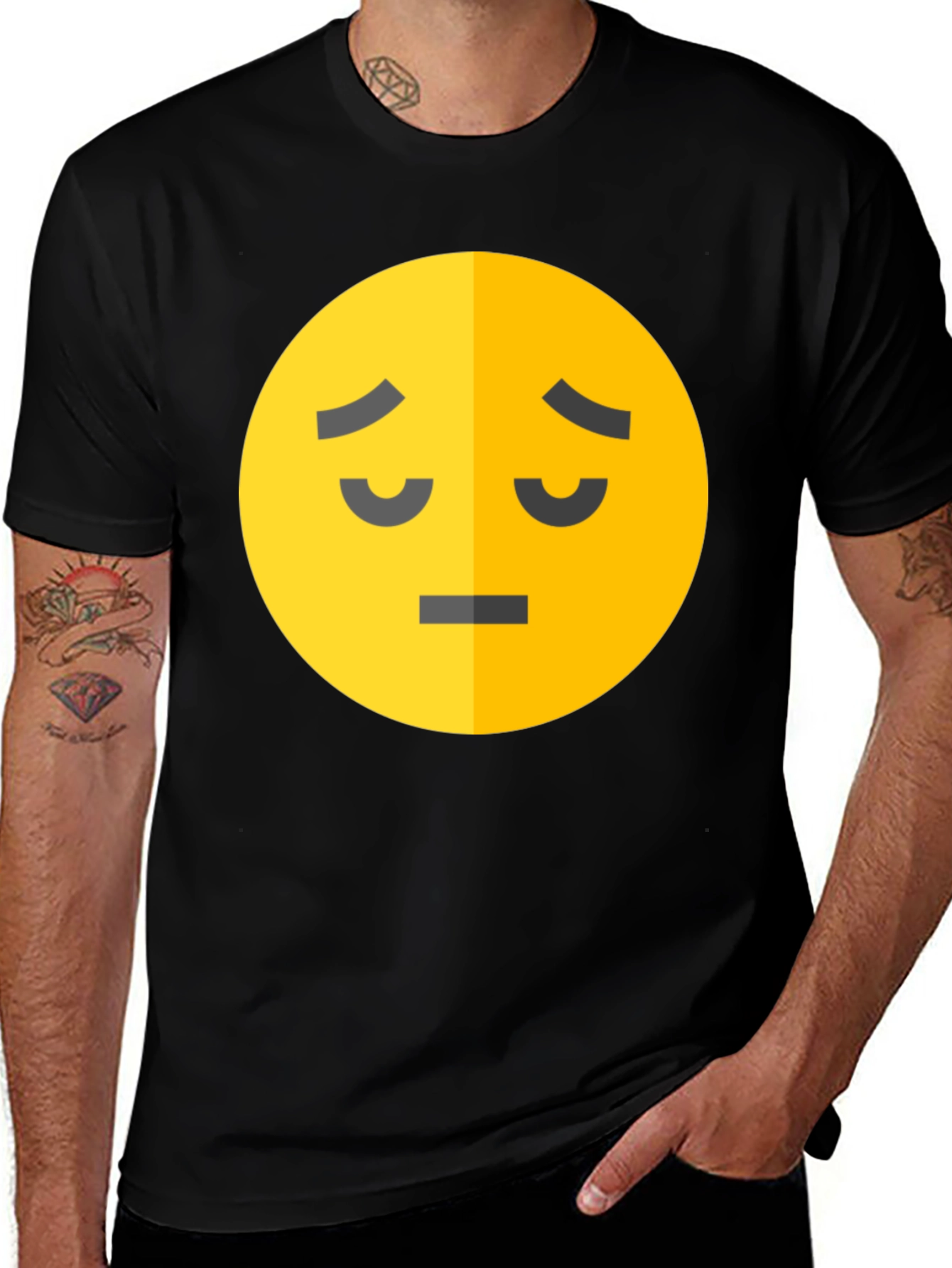 Variant 6 of Sad Emoji Graphic T-Shirt - Black