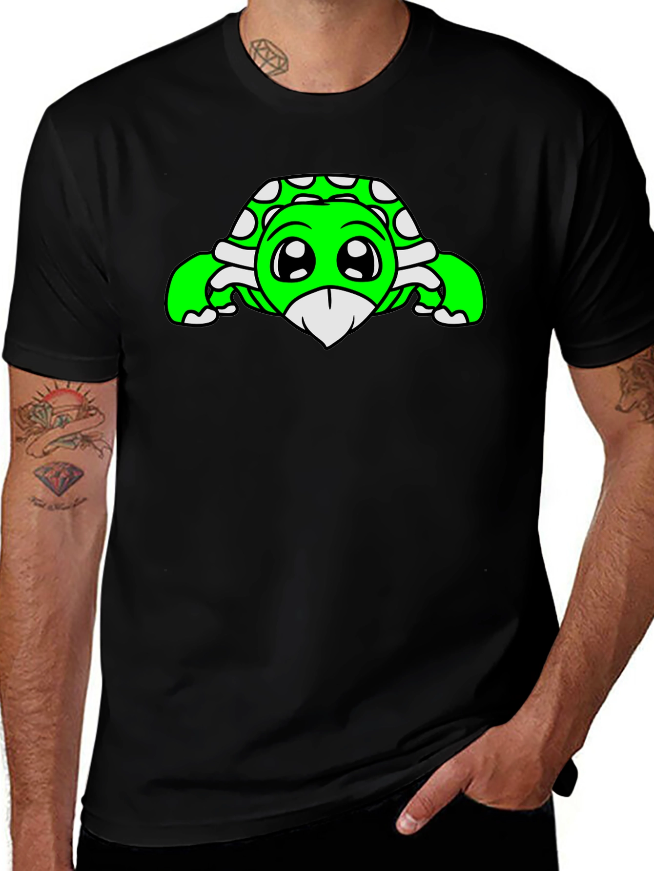 Variant 13 of Cute Turtle Graphic Tee - Black