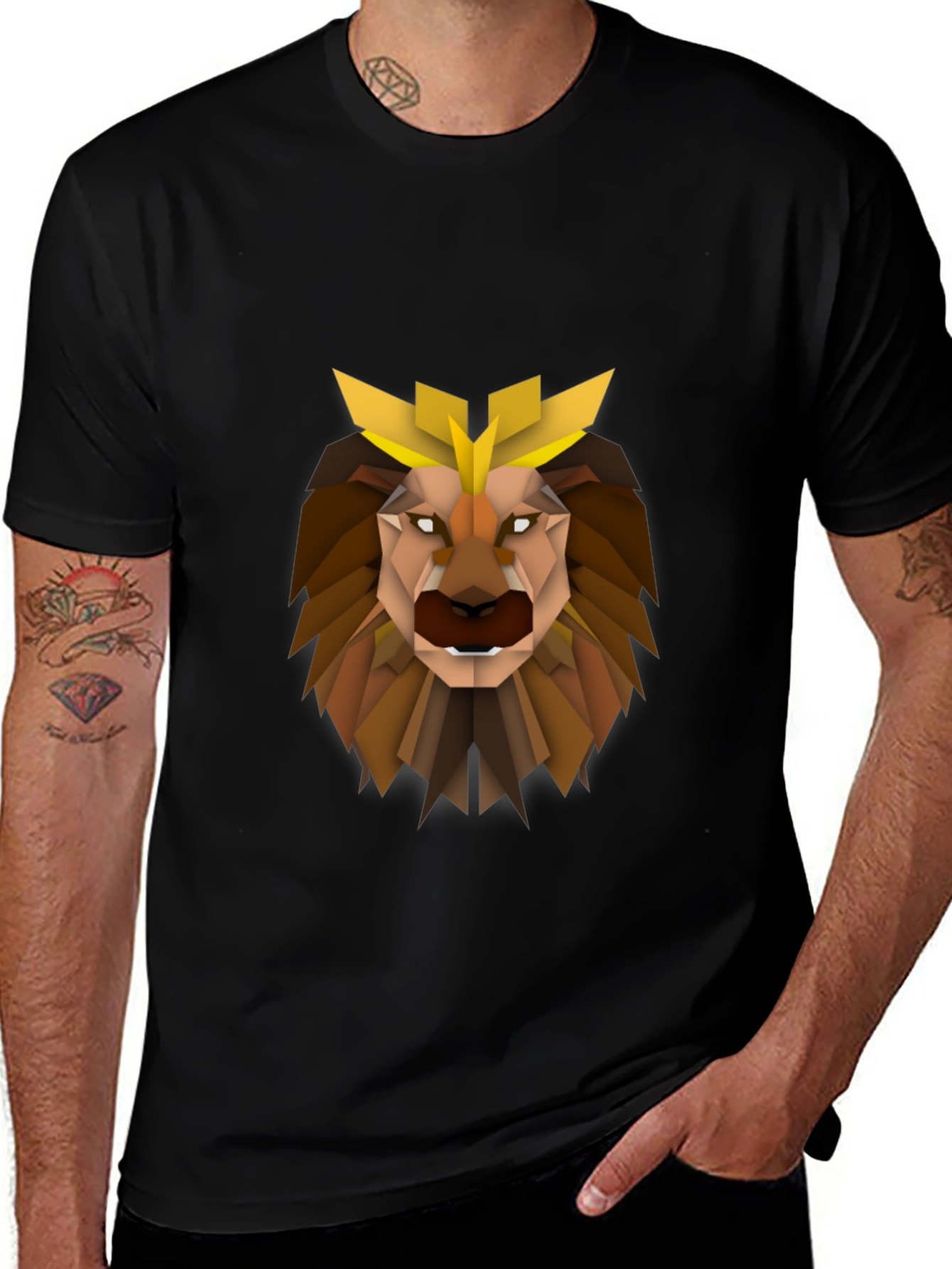 Variant 19 of Geometric Lion Head Graphic Tee - Modern Style