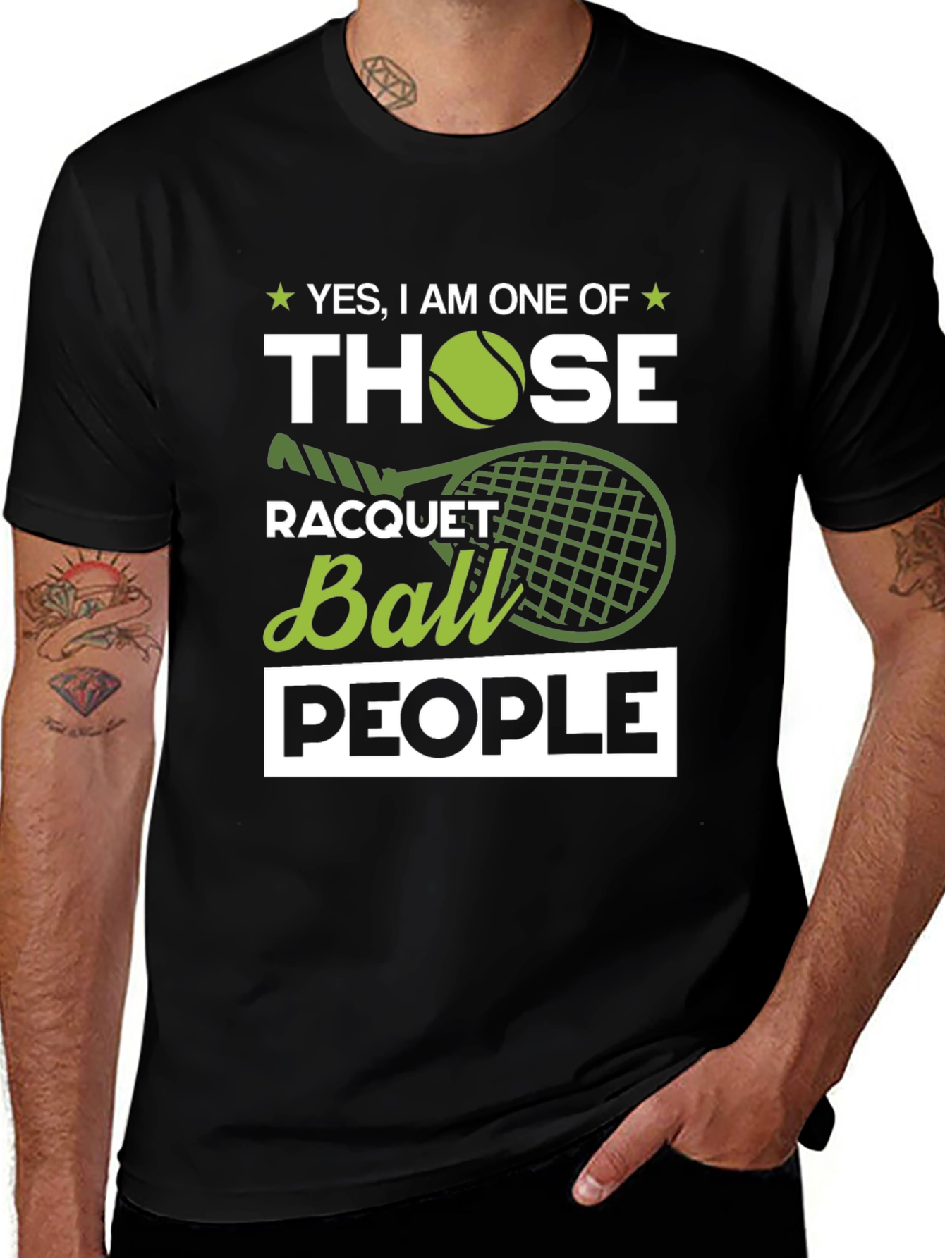 Variant 19 of Tennis Racquet Ball People Graphic Tee