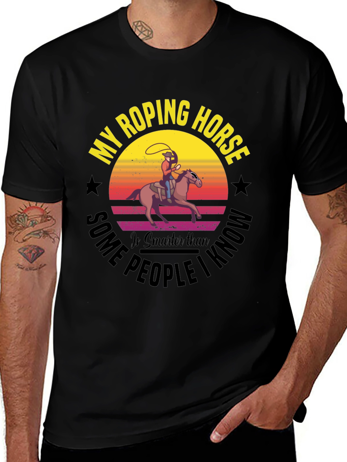 Variant 12 of Roping Horse Graphic Tee - Smarter Than Some People I Know!