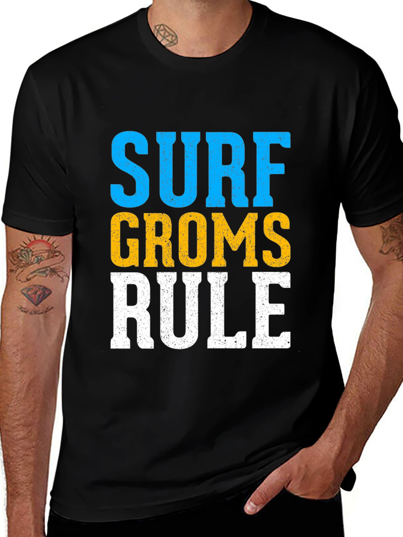 Variant 13 of Surf Groms Rule T-Shirt -  Fun Surfing Tee