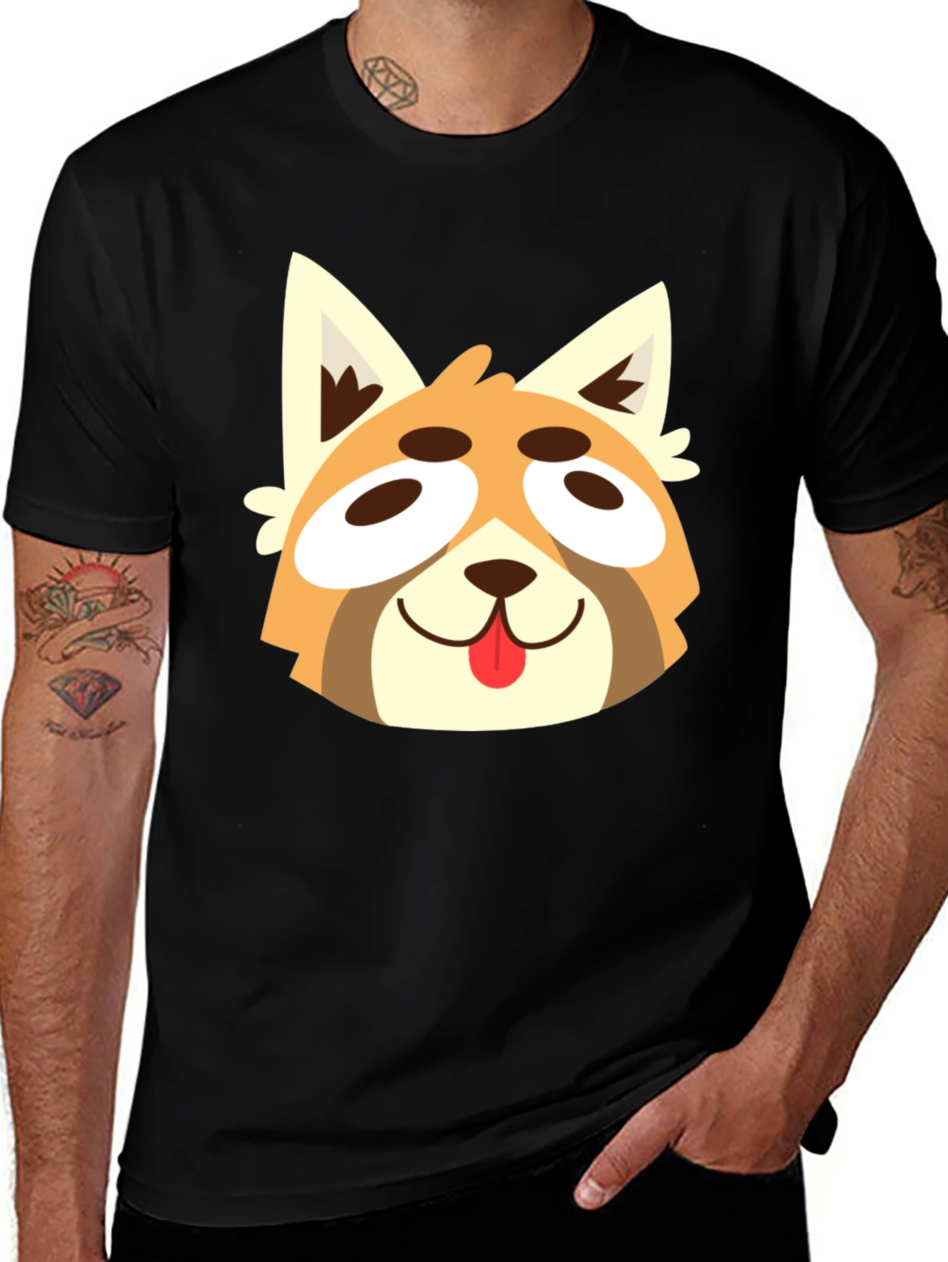 Variant 16 of Red Panda Cartoon Graphic Tee - Black