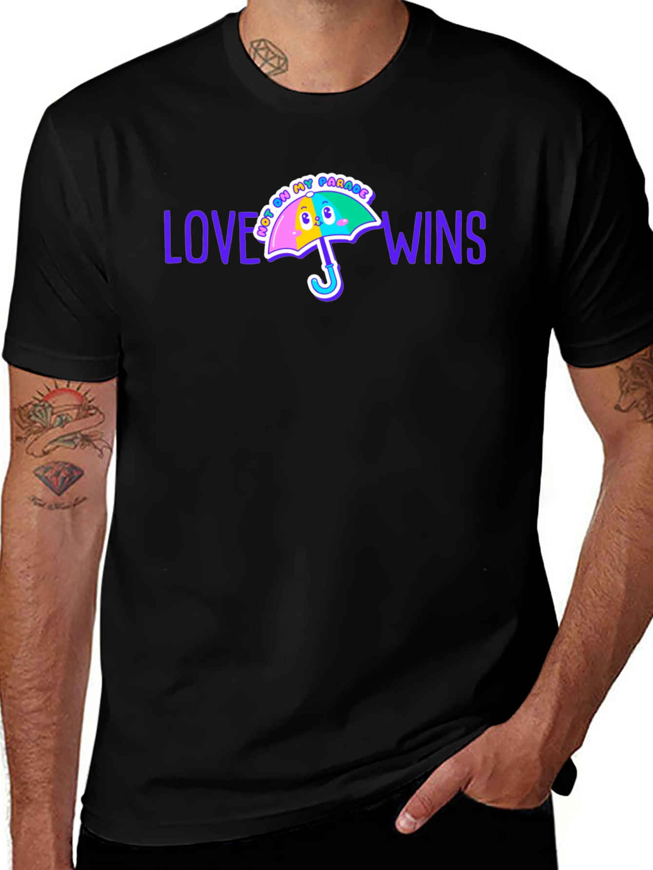 Love Wins Pride T-Shirt: Rainbow Umbrella Graphic
