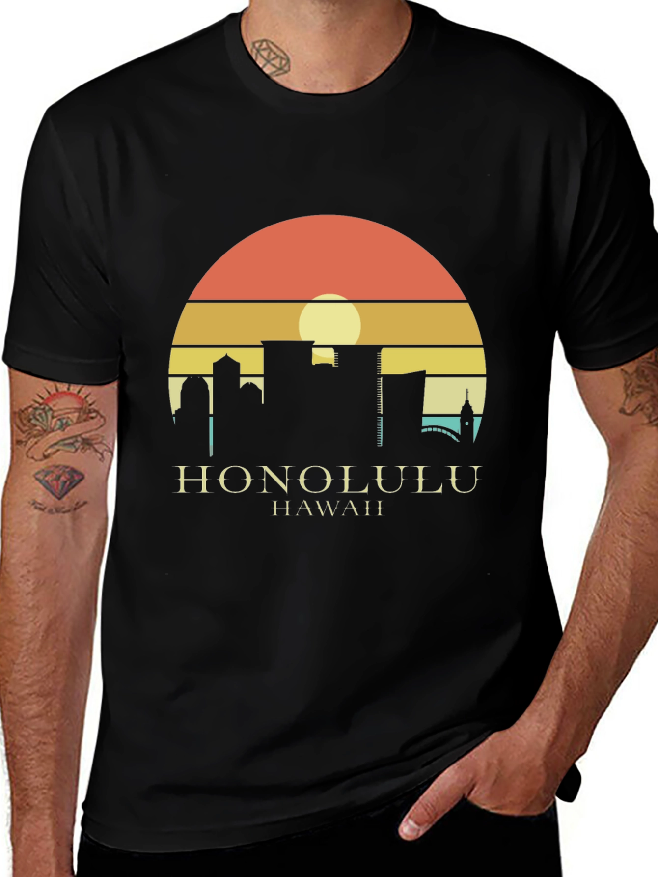 Honolulu Hawaii Sunset Graphic T-Shirt