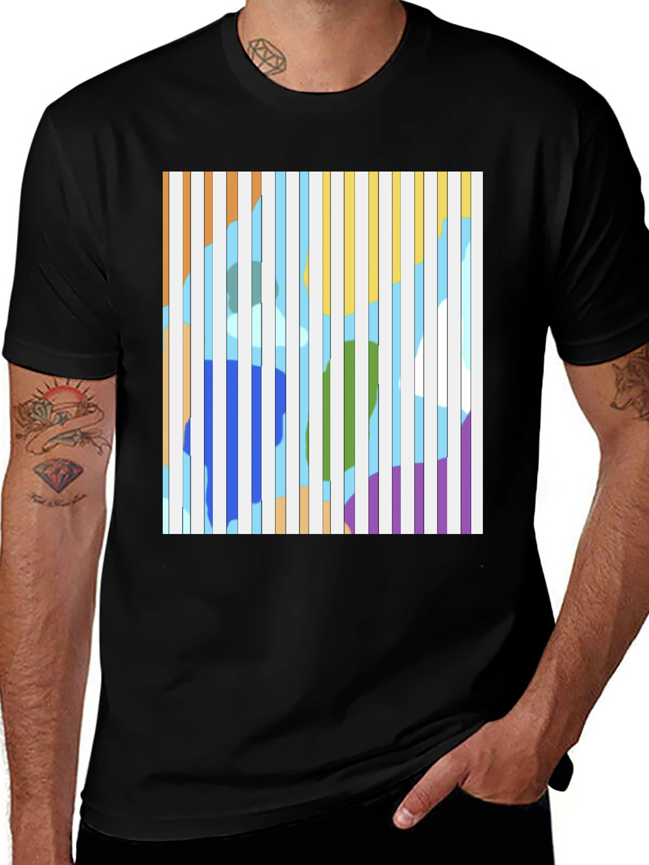 Variant 14 of Abstract Striped Graphic Tee - Modern Art Shirt