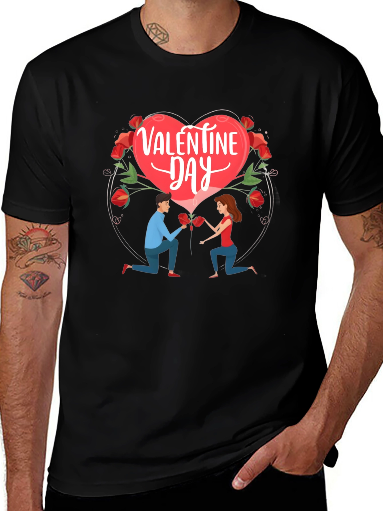 Valentine's Day Proposal Graphic Tee - Black