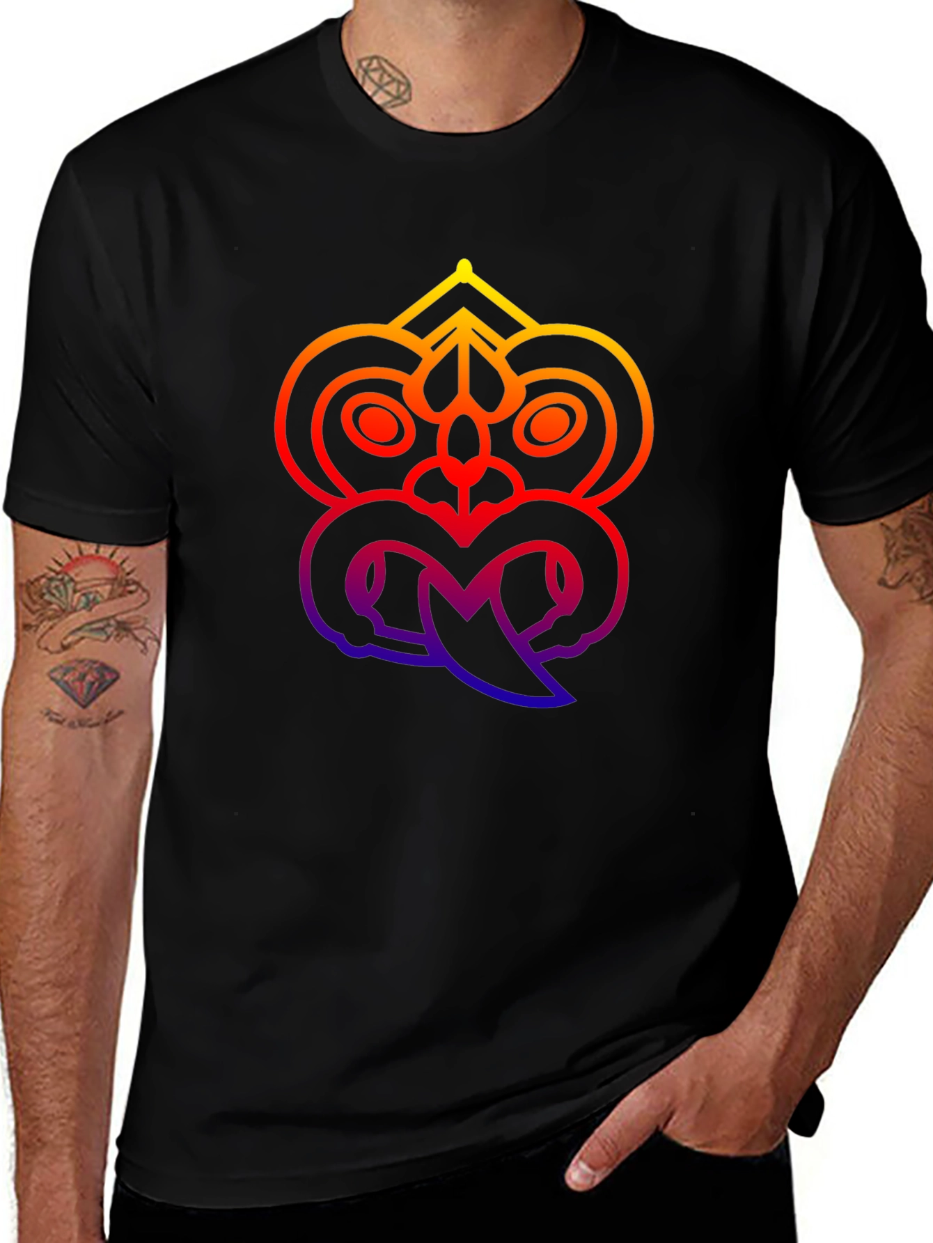 Variant 24 of Tribal Mask Graphic Tee - Black Unisex T-Shirt