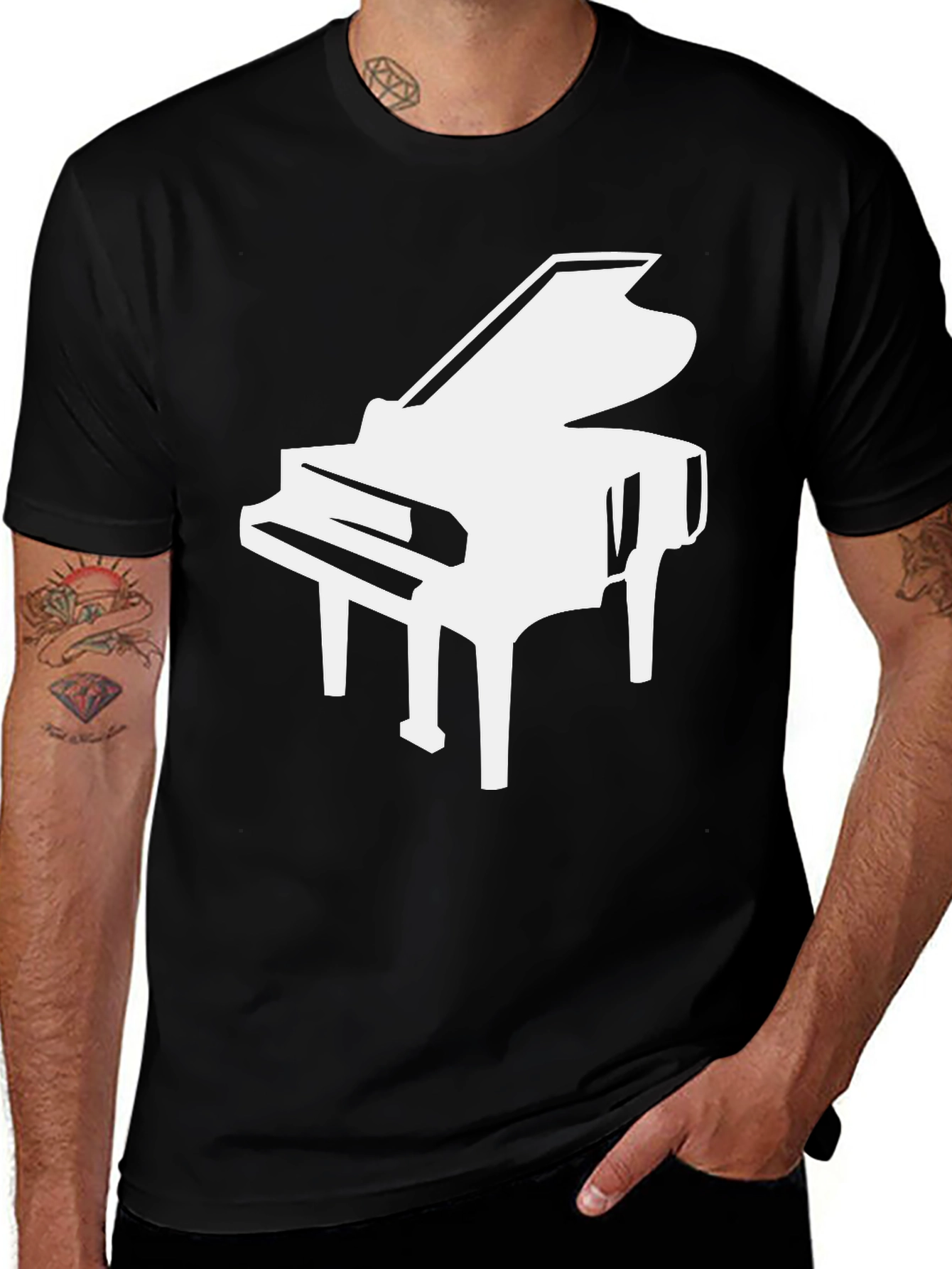 Variant 6 of Grand Piano Graphic T-Shirt - Black