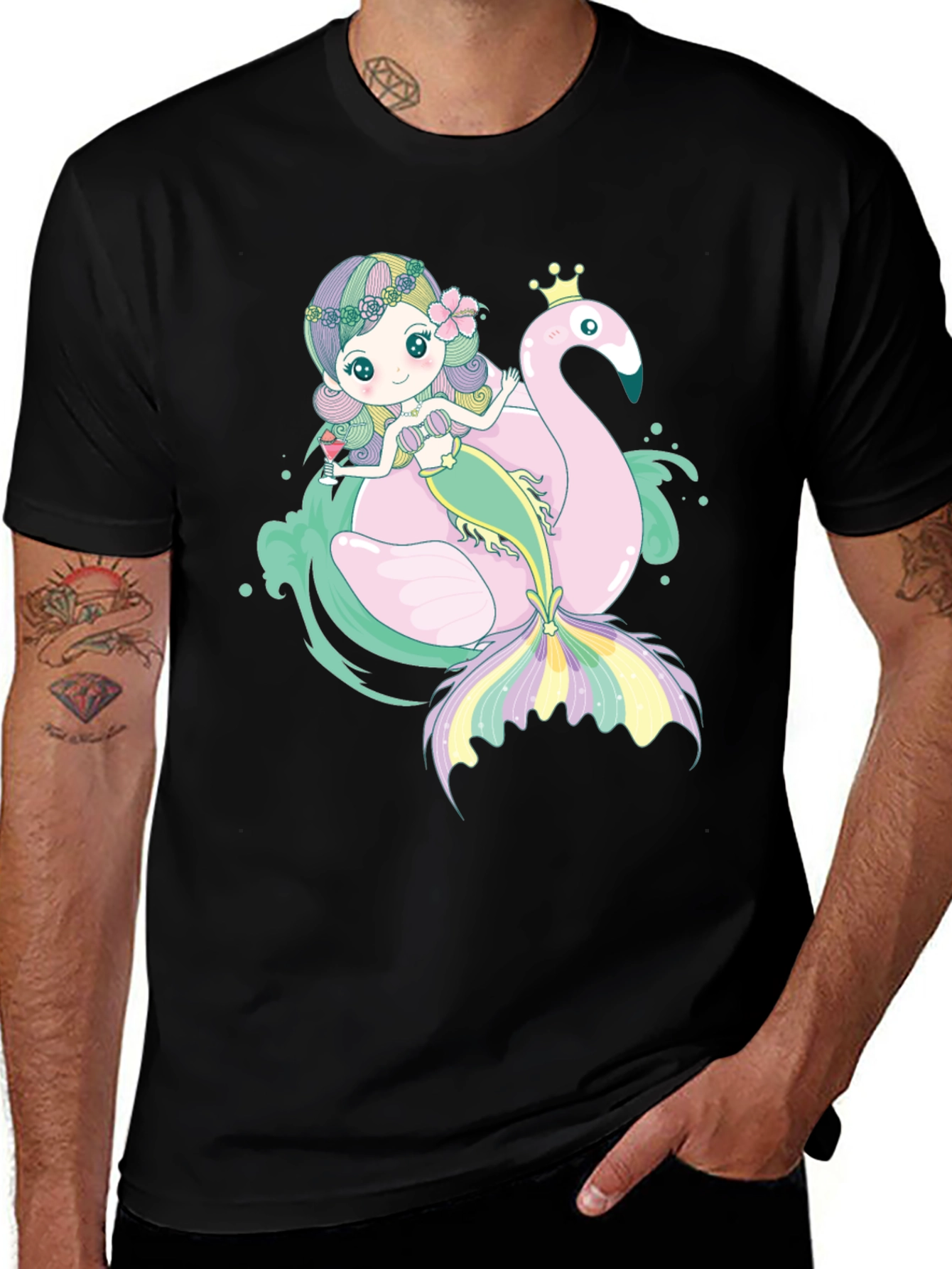Variant 13 of Mermaid Flamingo T-Shirt: Fun & Unique Graphic Tee