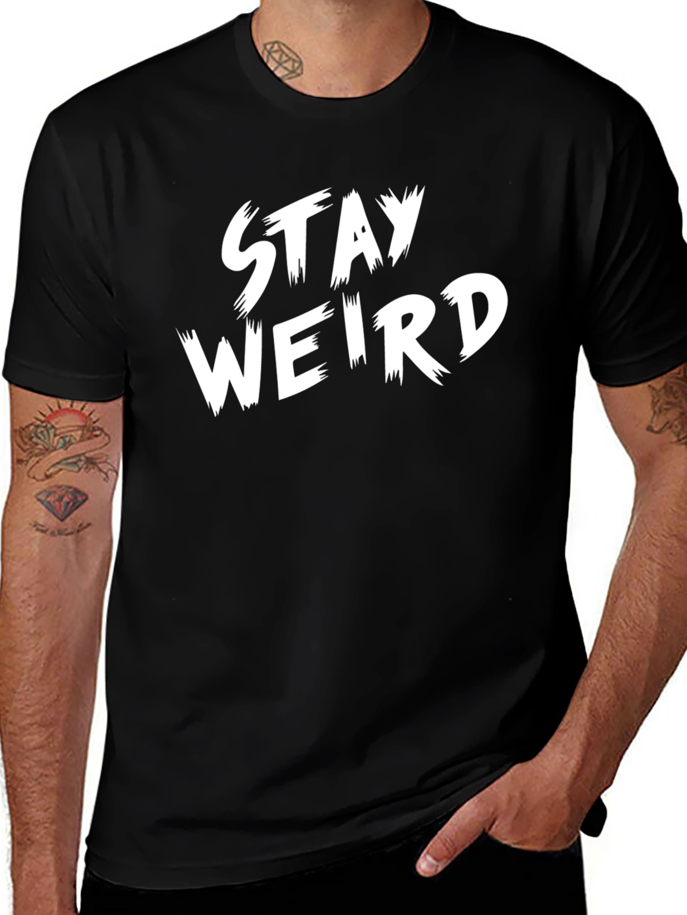 Variant 17 of Stay Weird Graphic Tee - Men's Black T-Shirt