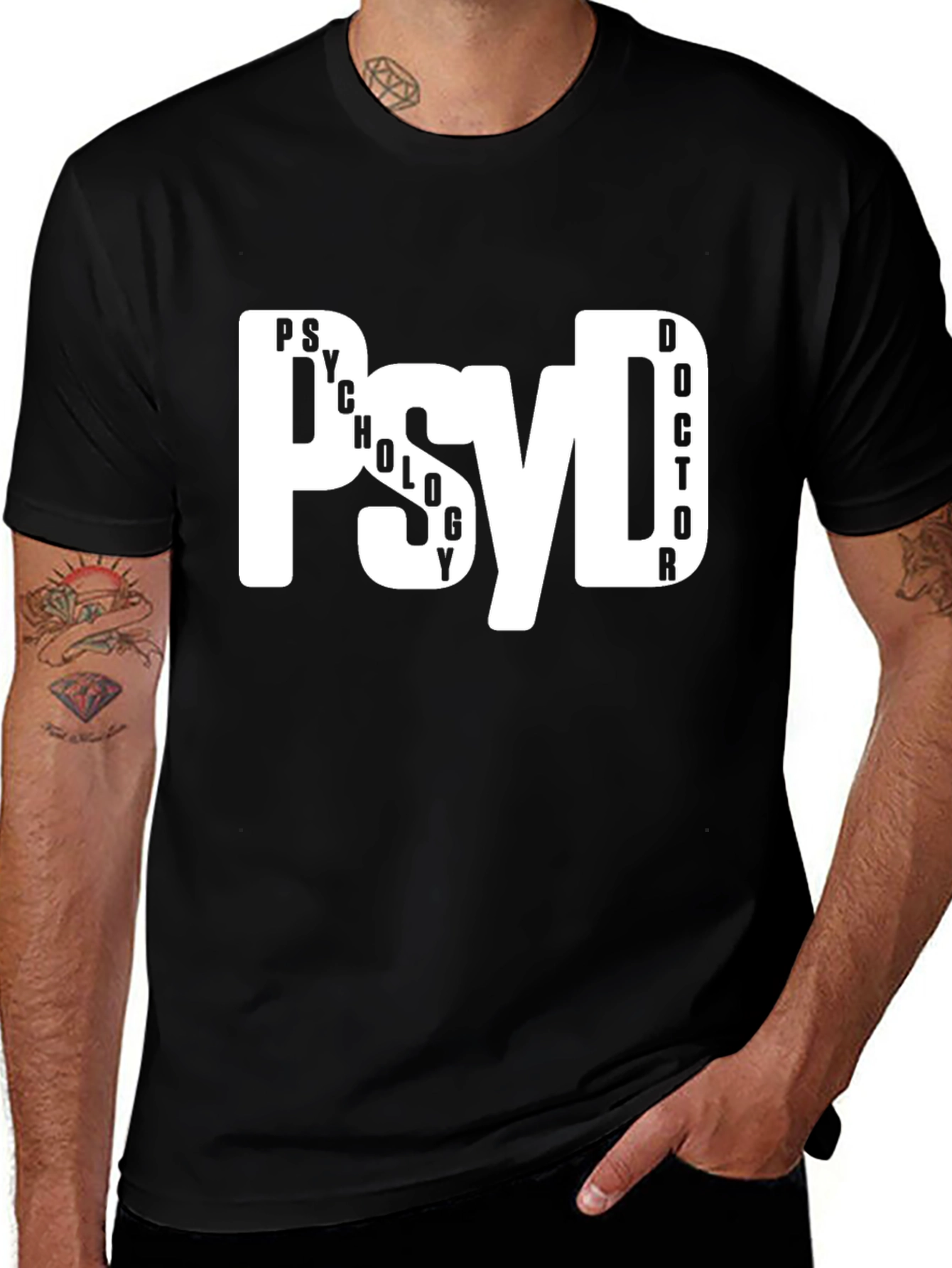 Variant 23 of Psychology Doctor PsyD T-Shirt - Black Cotton Tee
