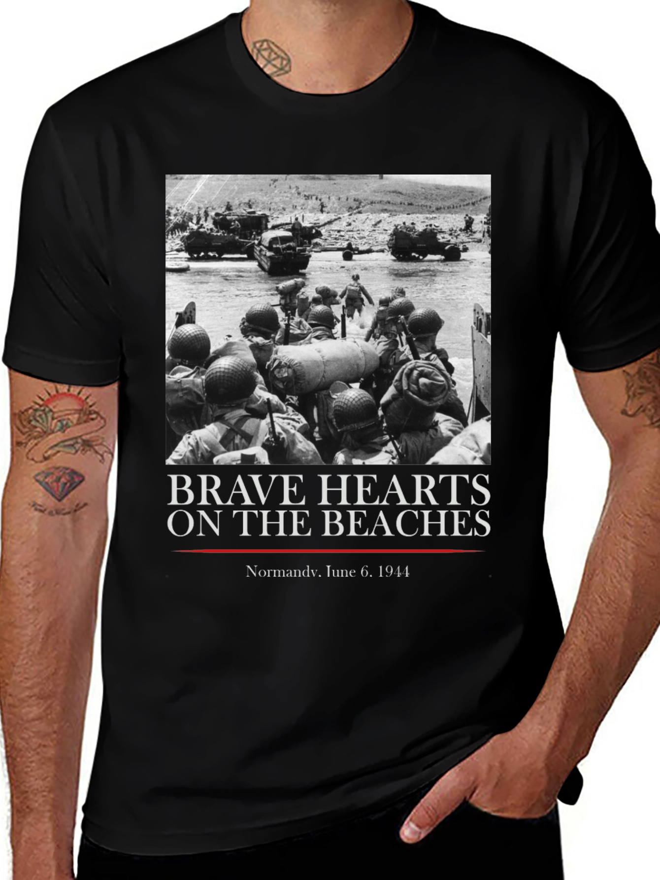 D-Day Normandy T-Shirt - Brave Hearts on the Beaches