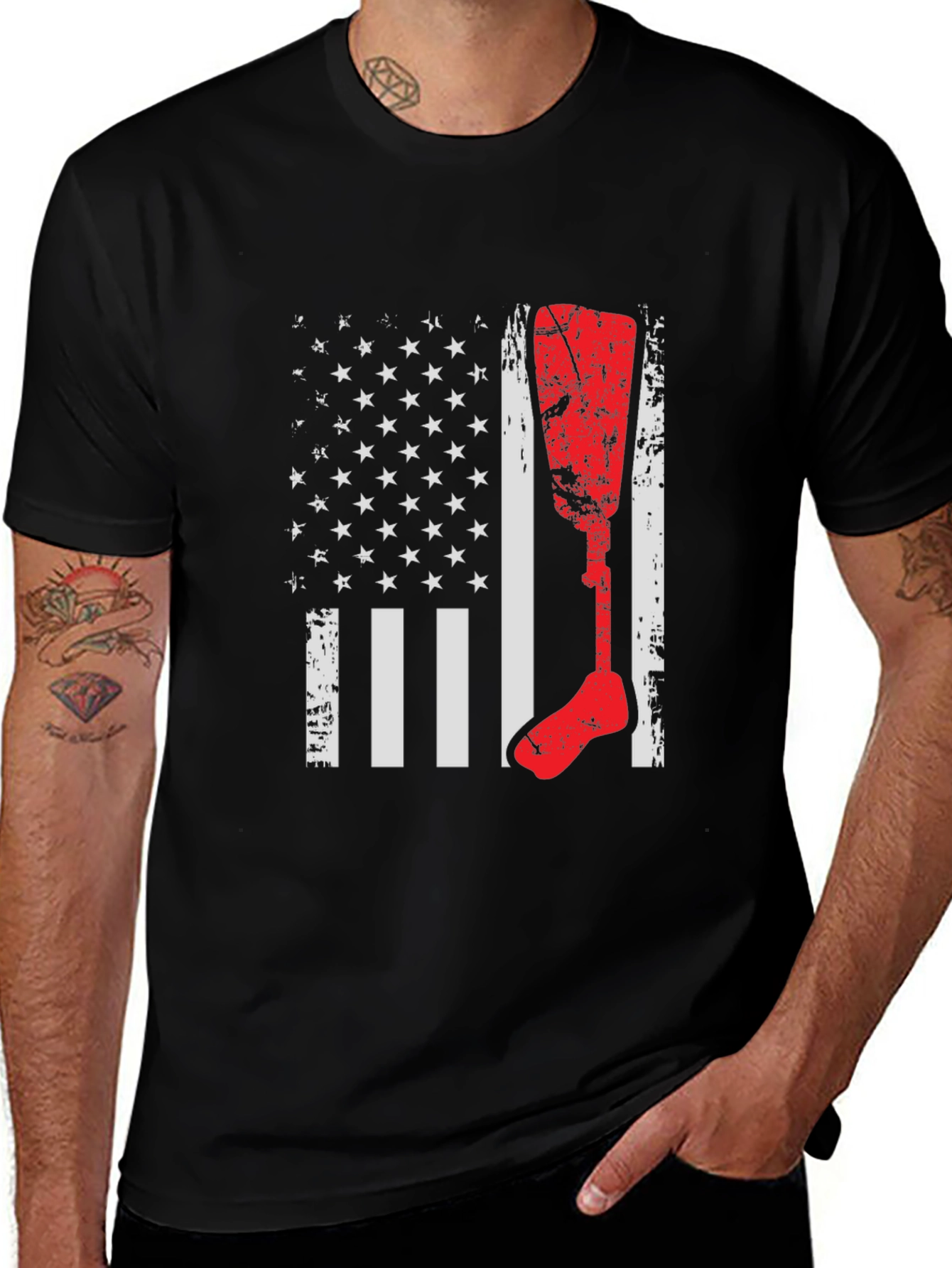 Variant 15 of American Flag Prosthetic Leg Graphic T-Shirt