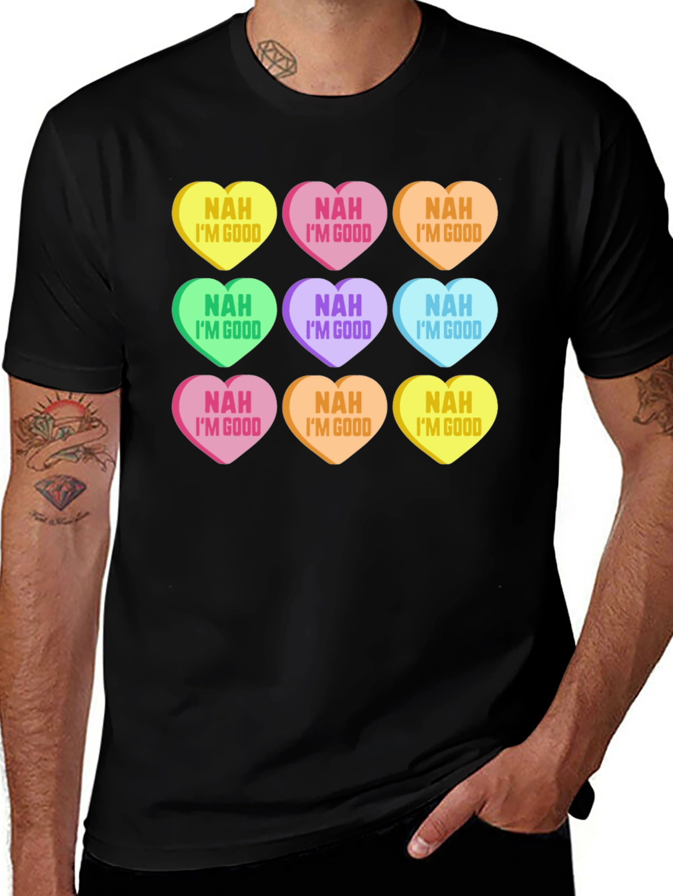 Variant 12 of Novelty Valentine's Day Candy Heart Graphic T-Shirt