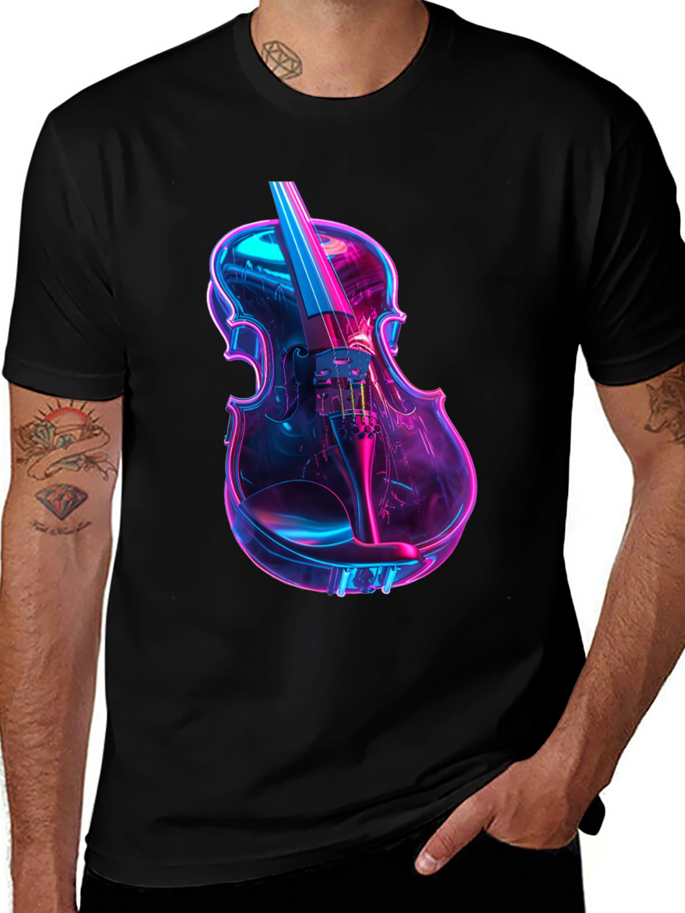 Variant 10 of Neon Violin Graphic T-Shirt