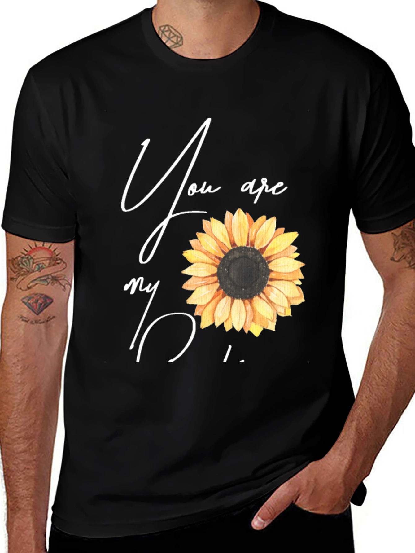 Variant 22 of Sunflower Graphic Tee - You Are My Sunshine Black T-Shirt
