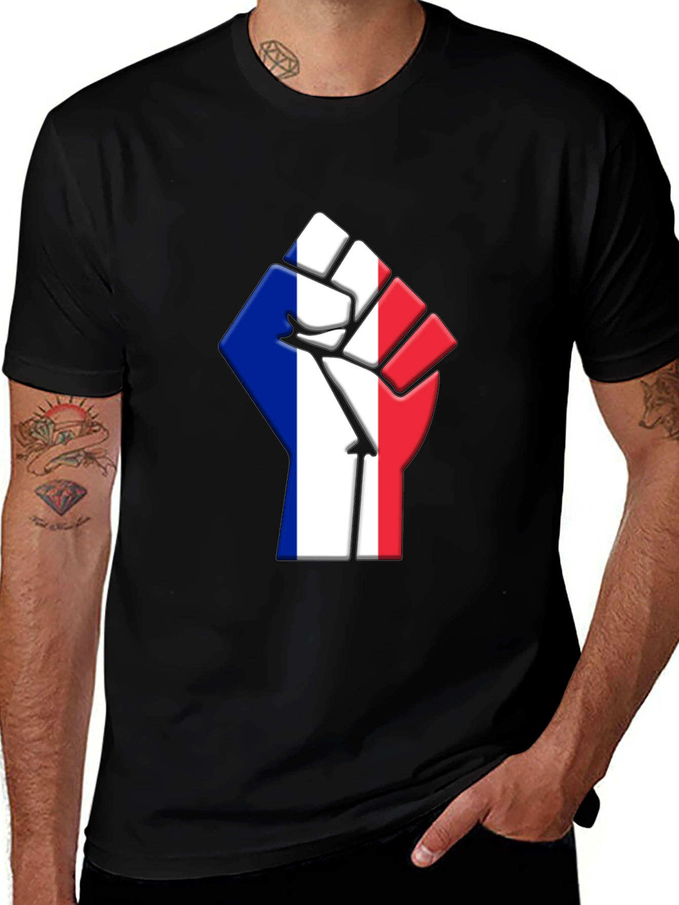 France Flag Fist Graphic T-Shirt