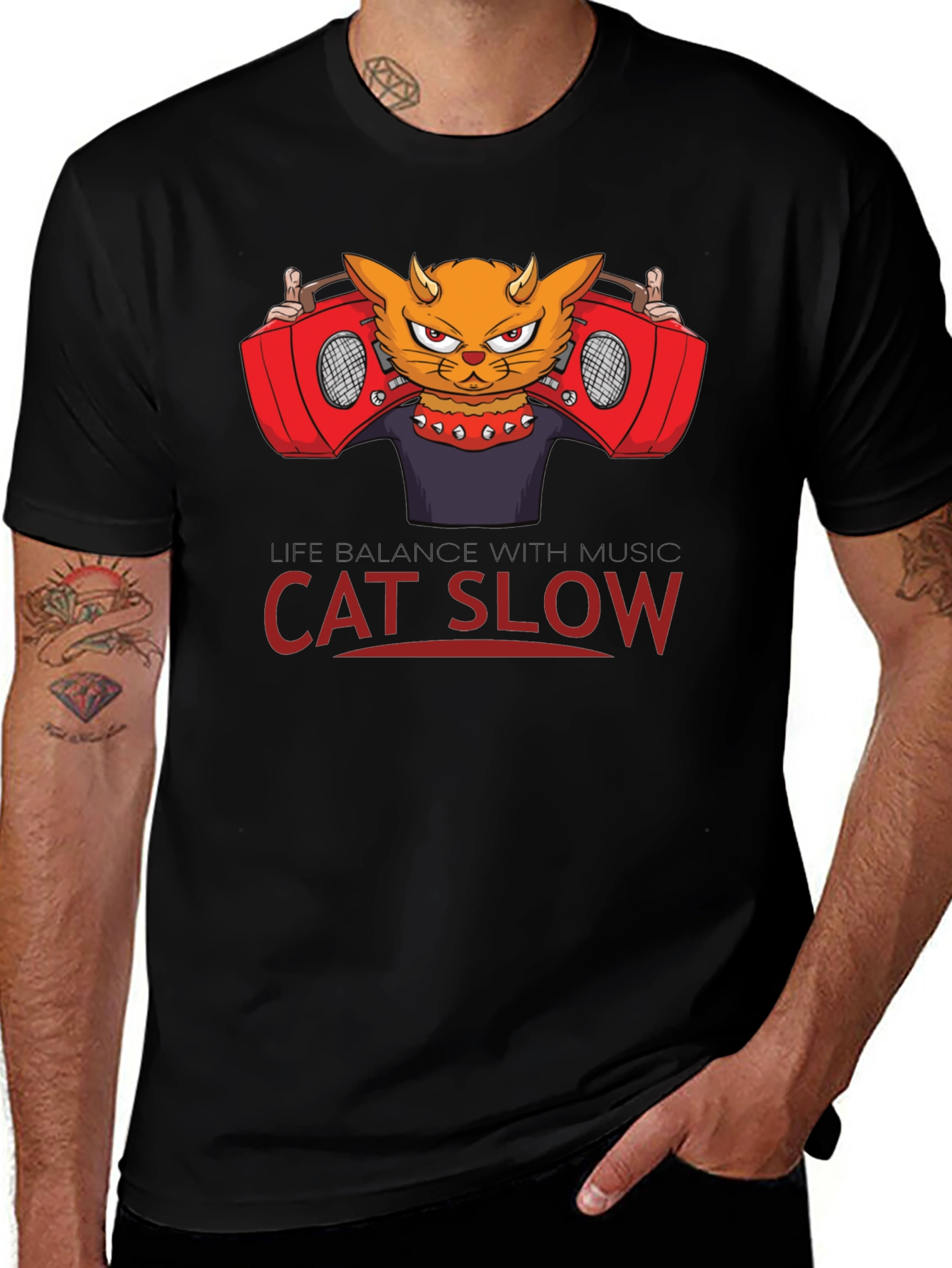 Variant 6 of Cat Slow Music Graphic T-Shirt