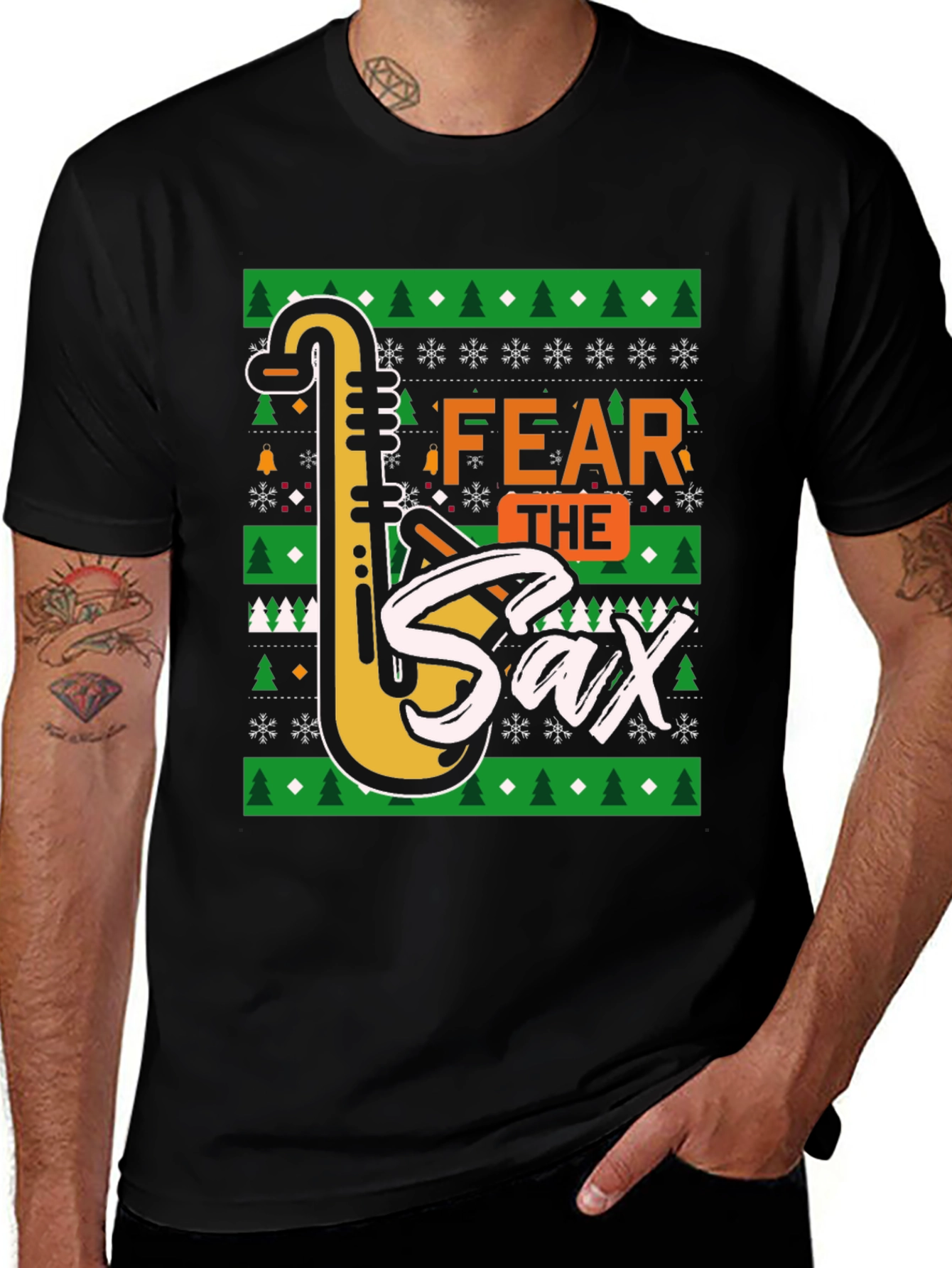 Fear The Sax T-Shirt: Novelty Holiday Design