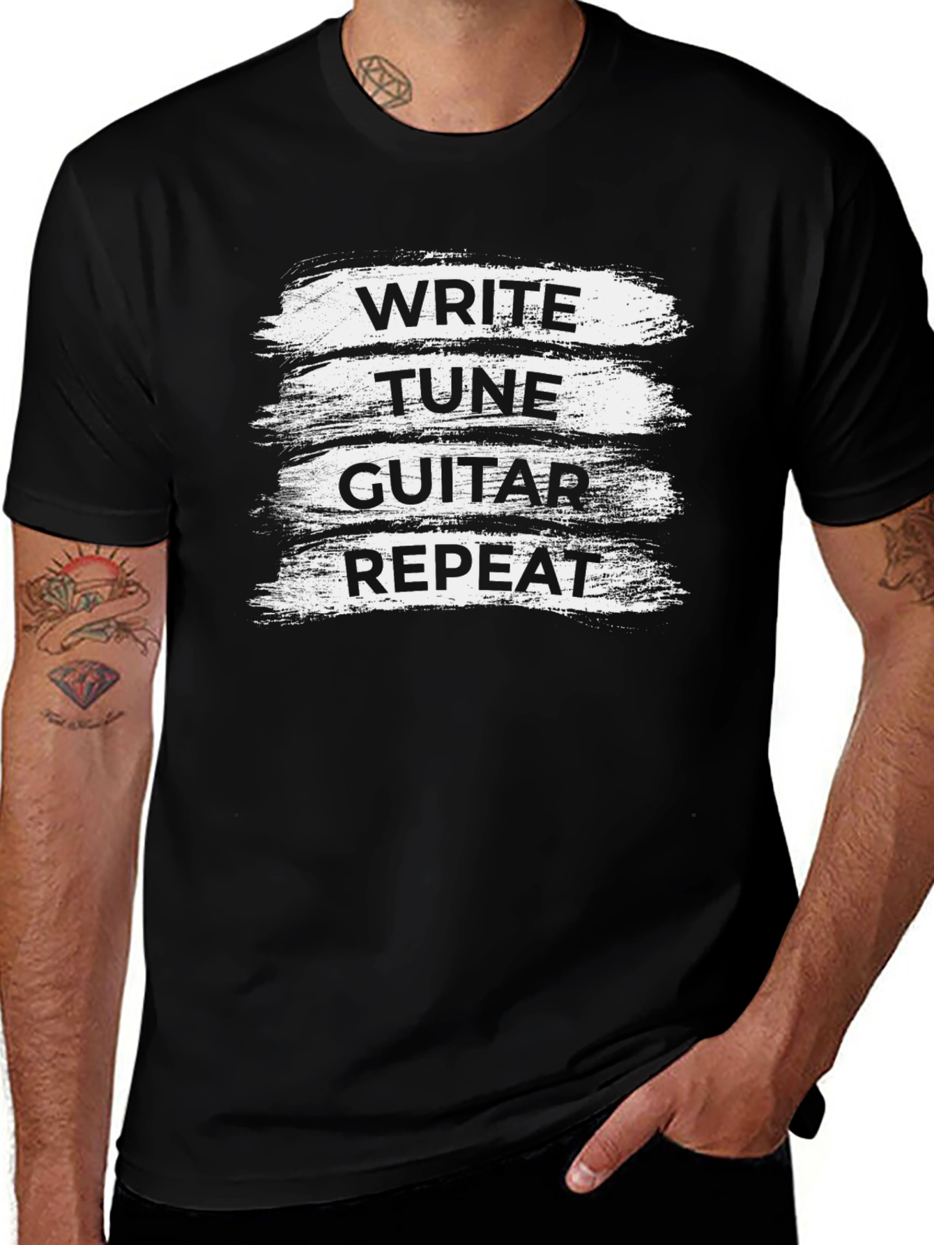 Write Tune Guitar Repeat Black T-Shirt