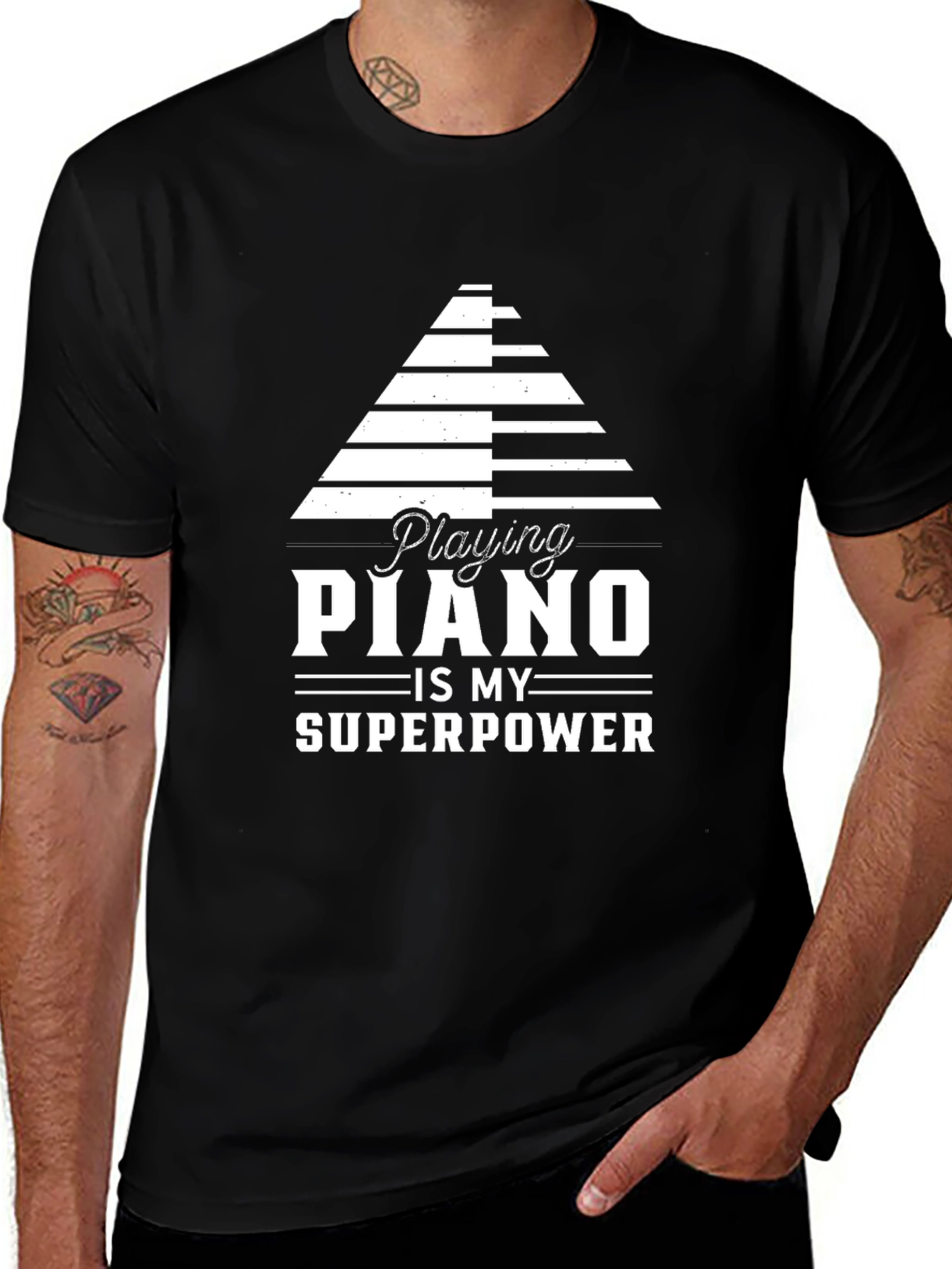 Variant 20 of Piano Superpower Black Graphic Tee