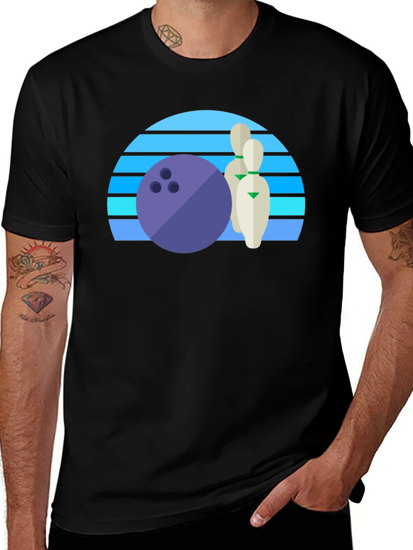 Variant 16 of Retro Bowling Ball and Pins Graphic Tee