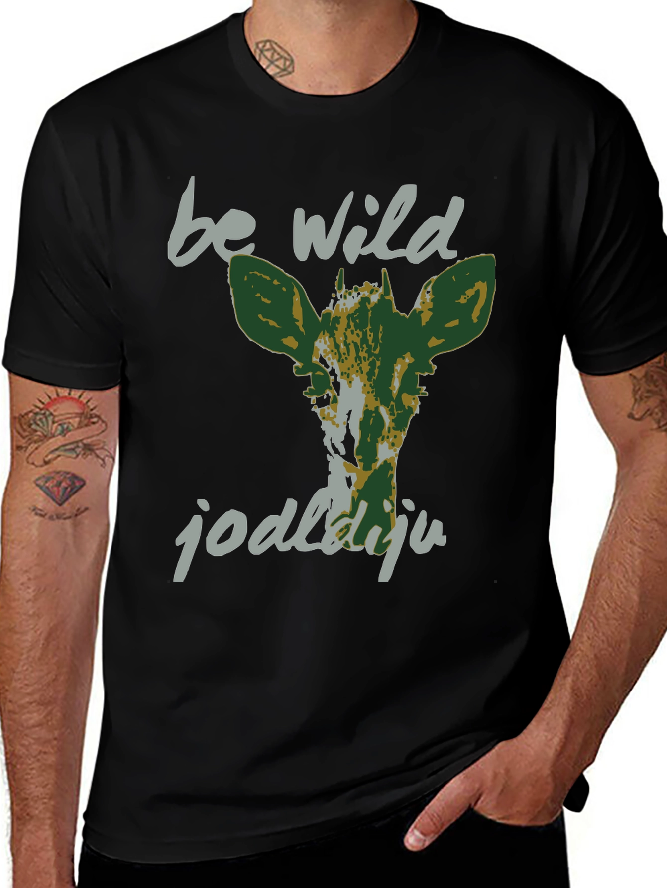 Variant 11 of Be Wild Graphic Tee - Black Cotton T-Shirt