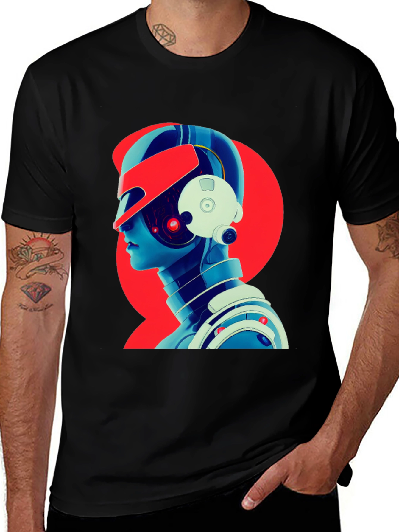 Futuristic Robot Head T-Shirt - Sci-Fi Style