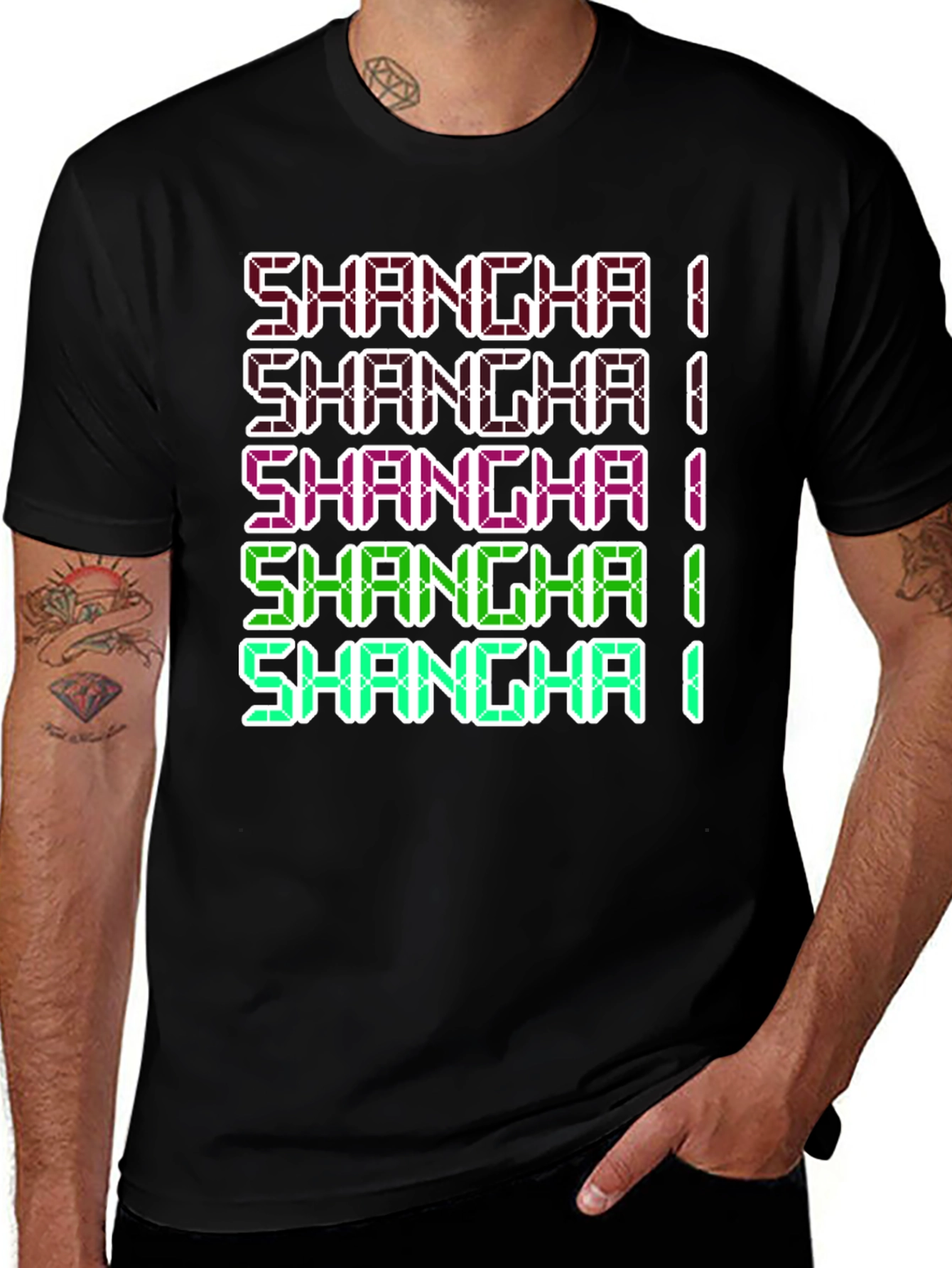 Variant 7 of Shanghai Text Graphic Print Novelty T-Shirt