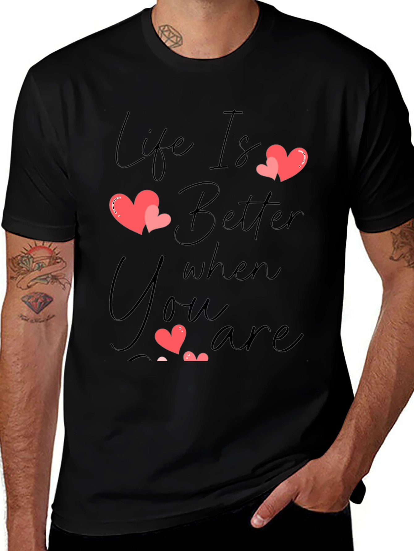 Variant 24 of Life Is Better With Hearts Graphic Tee