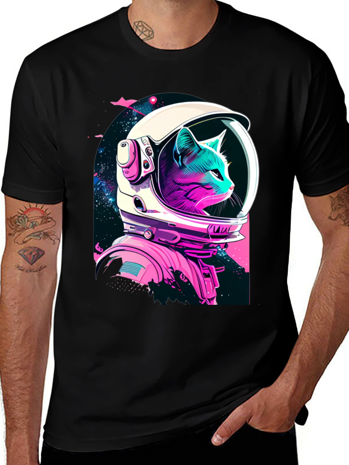 Variant 2 of Astronaut Cat Graphic T-Shirt