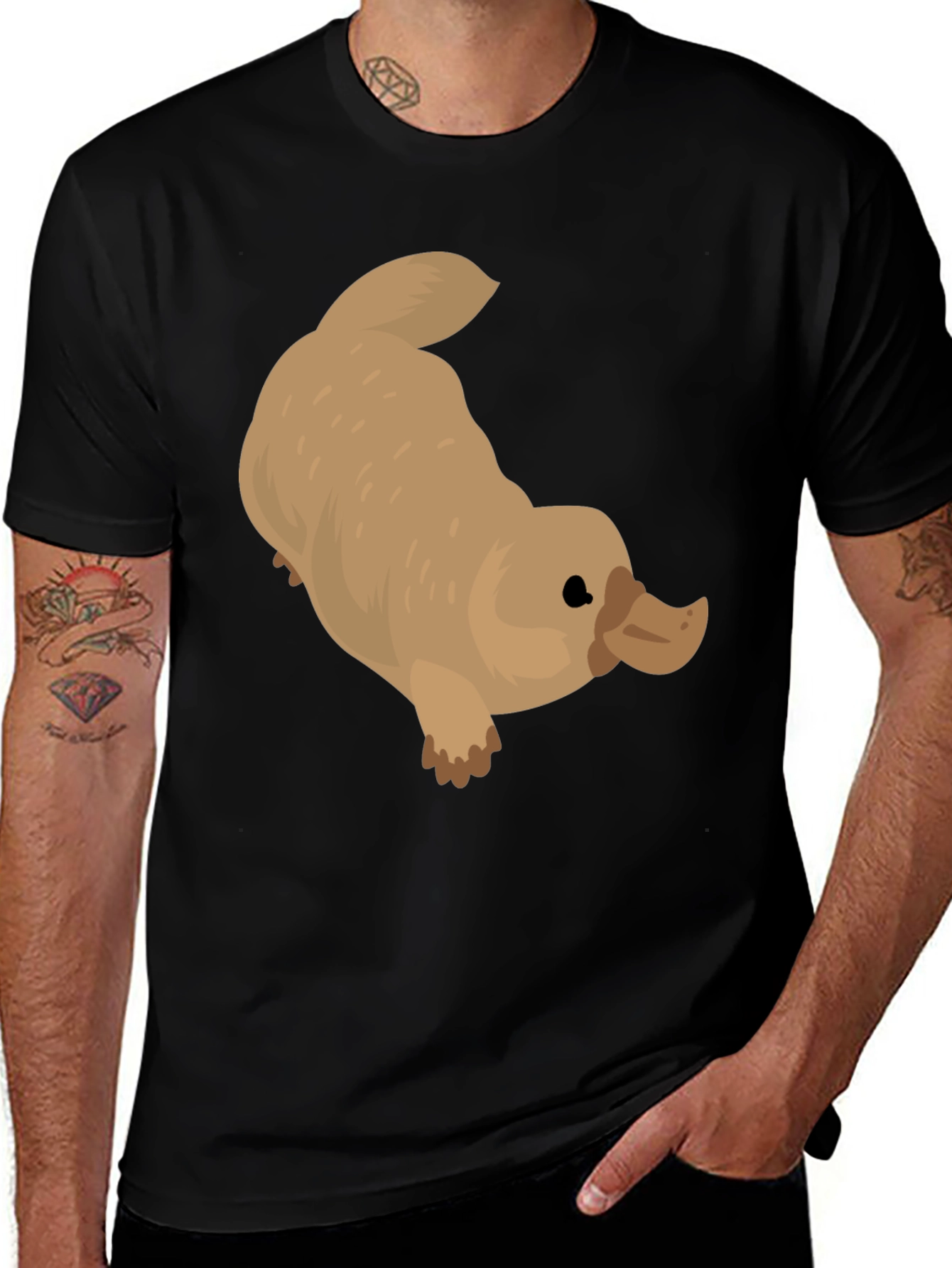 Variant 9 of Cartoon Platypus Graphic Black T-Shirt